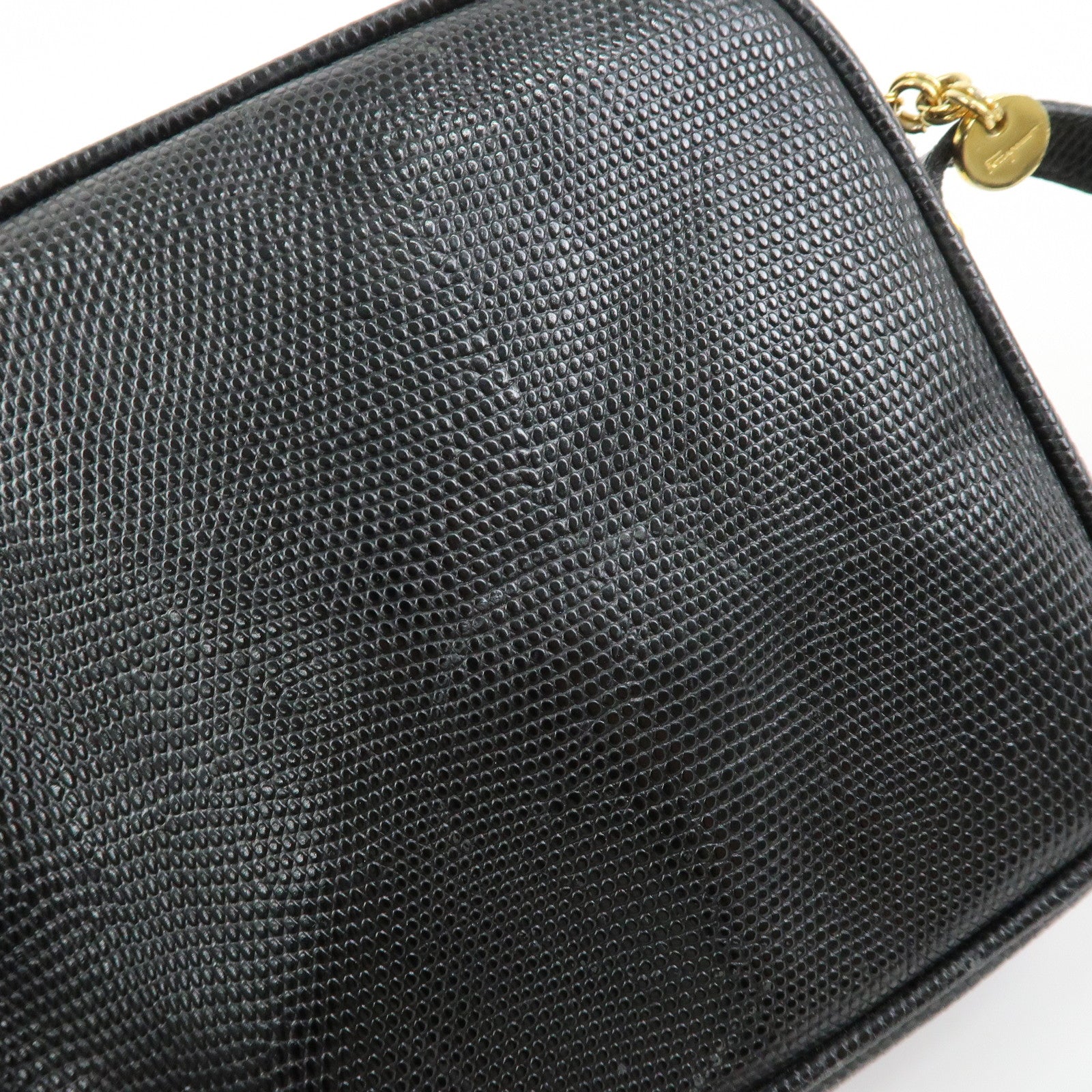 Ferragamo Varra Embossed Leather Shoulder Bag Crossbody Bag Black