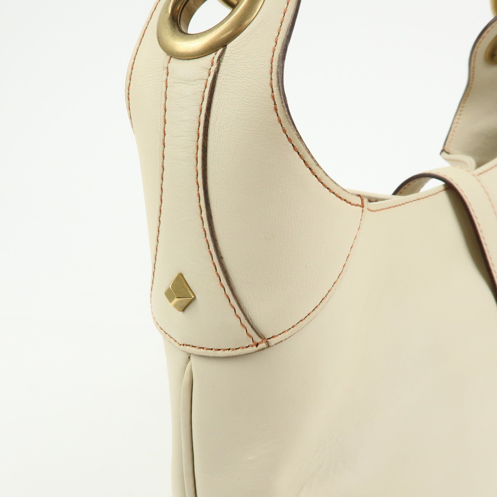 GUCCI Jackie Leather Shoulder Bag Hand Bag Studs Ivory 120888