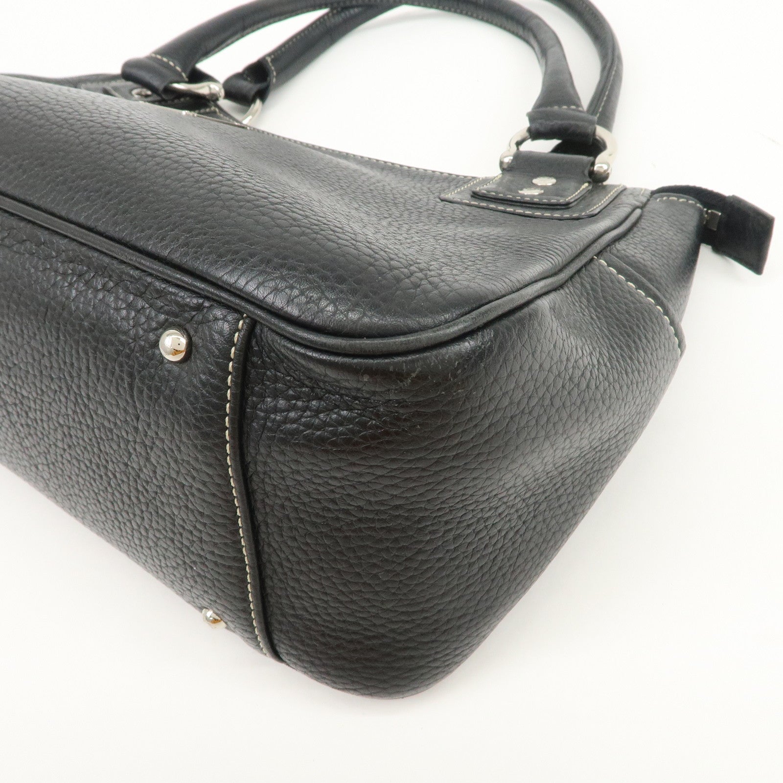 MCM Visetos Logo Leather Shoulder Bag Hand Bag Black