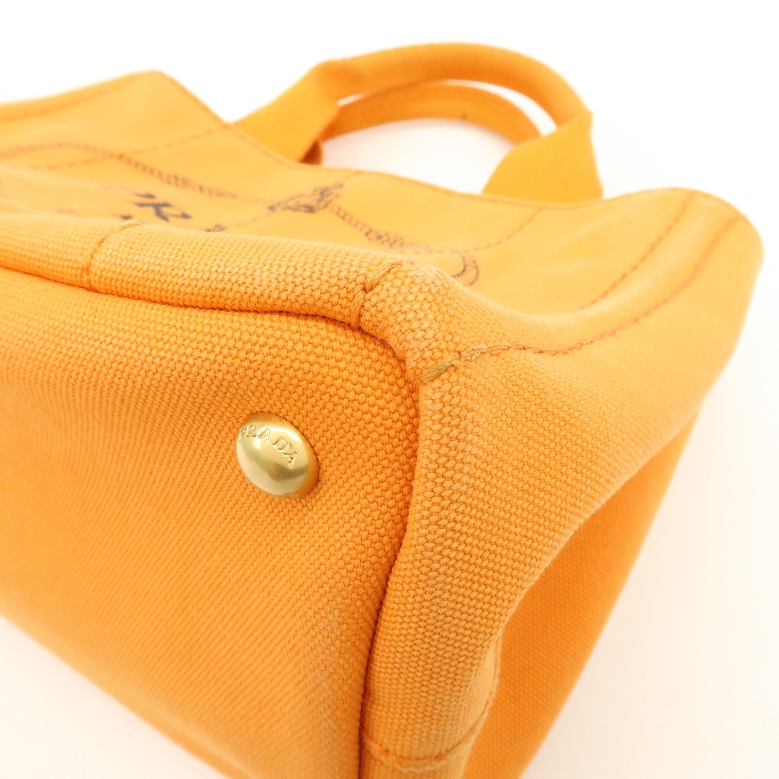 PRADA Canapa Mini Canvas Tote Bag Hand Bag BN2439 Orange
