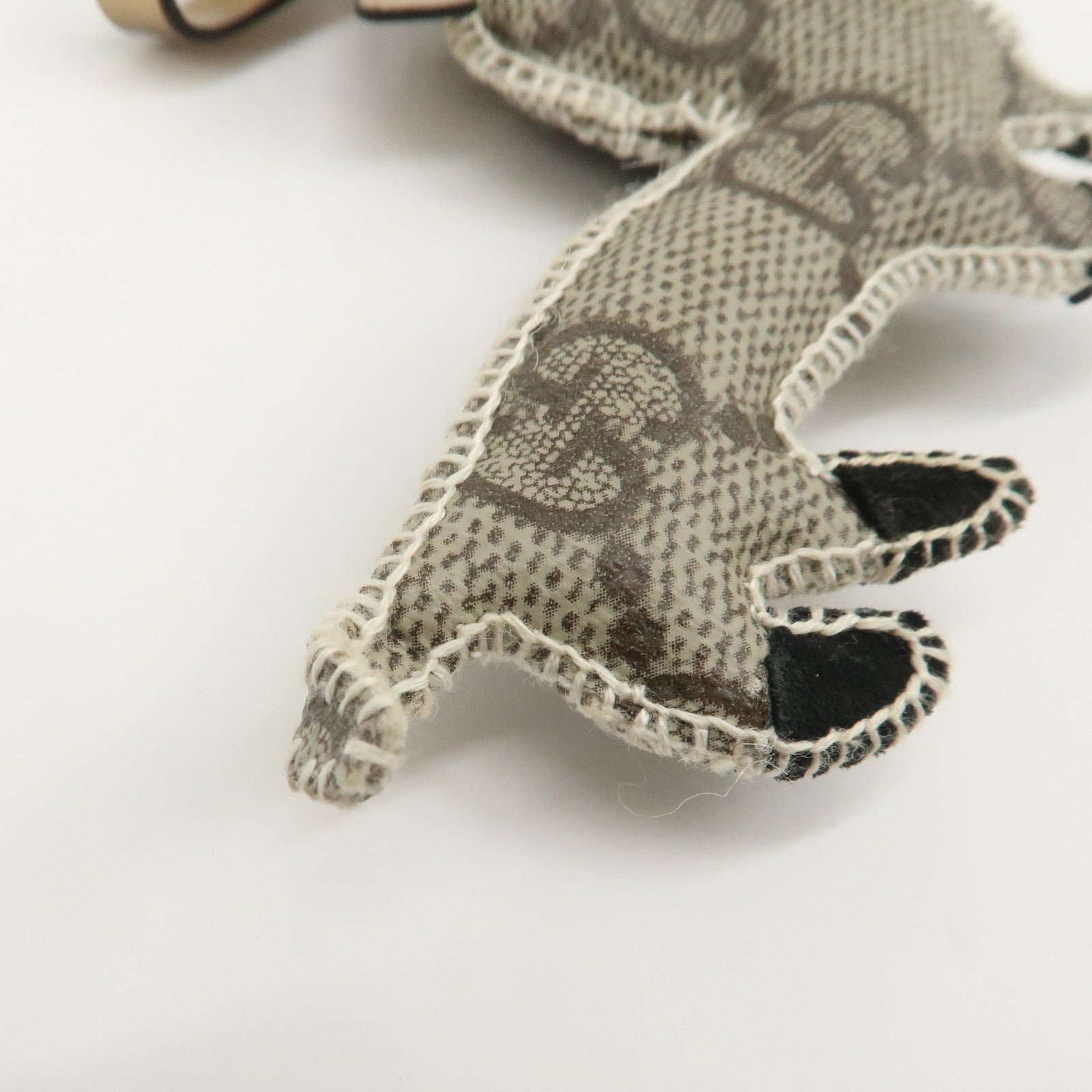 GUCCI Gucciori GG Supreme Dog Bag Charm Beige Black Gold