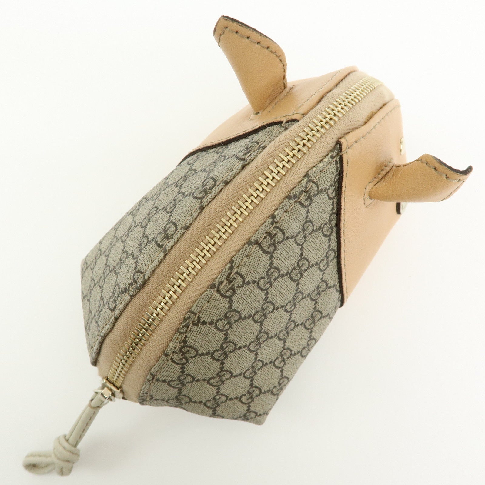 GUCCI GG Supreme Leather Pig Coin Case Purse Zoo Series 256866