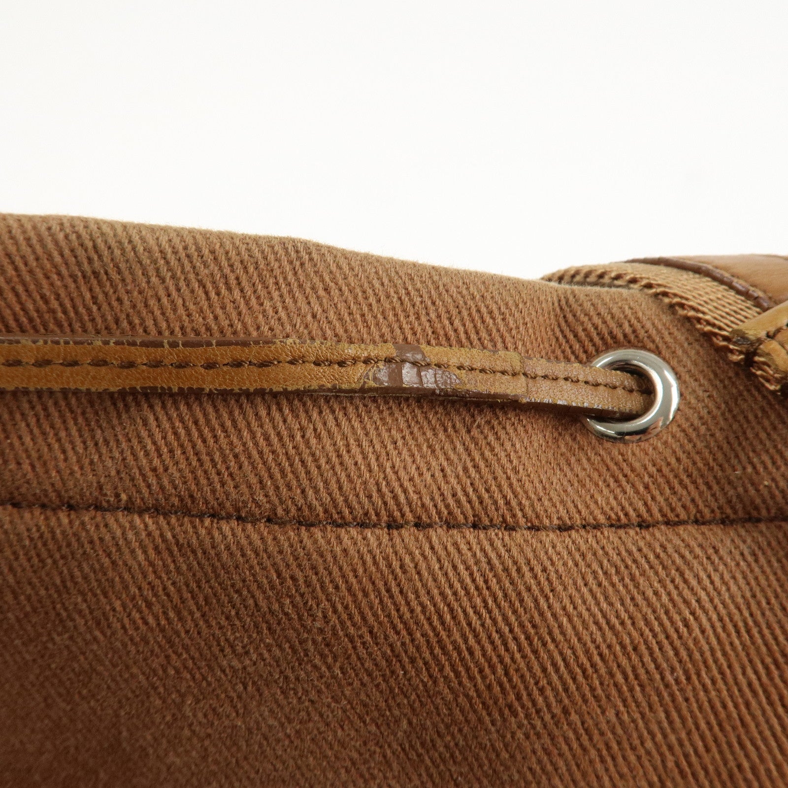 Saint Laurent Velour Canvas Leather Kahara Tote bag Shoulder Bag Brown Used