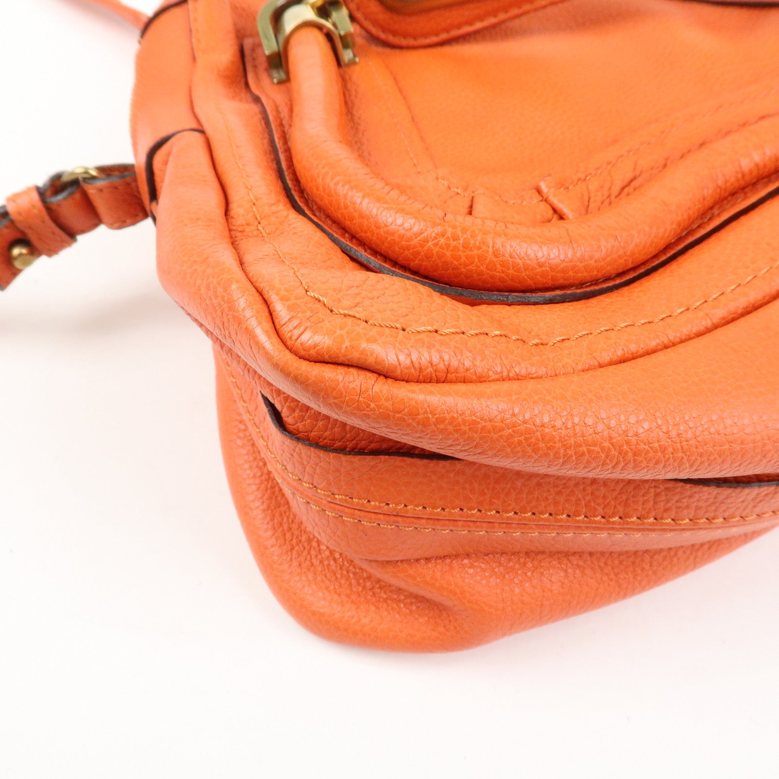 Chloe Parati Leather CH Shoulder Bag Hand Bag Orange
