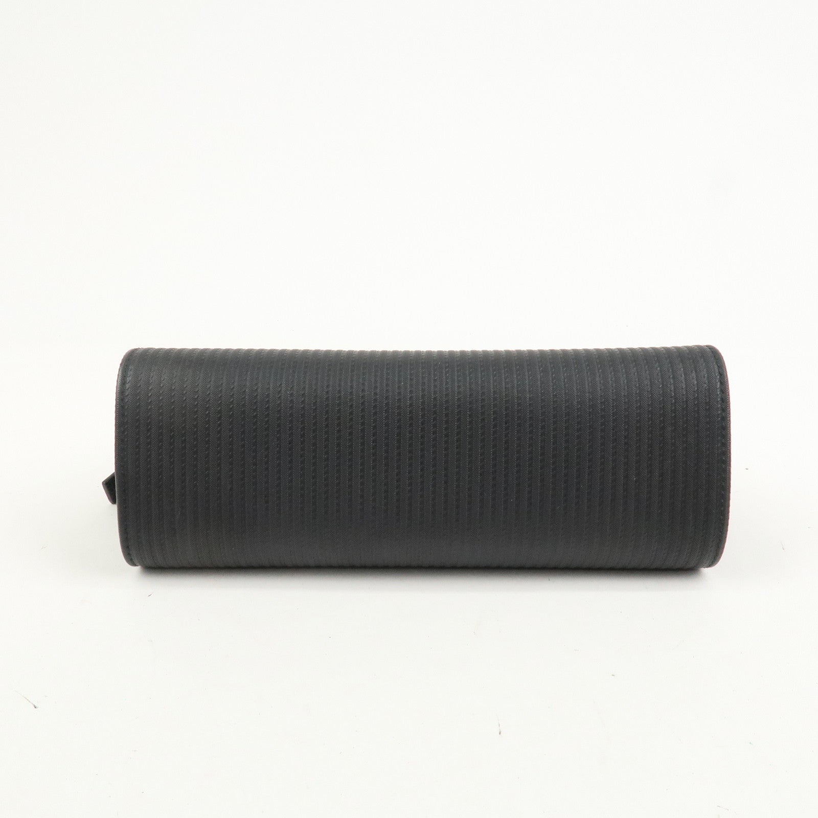BVLGARI Logo PVC Leather Pouch Accessory Pouch Black