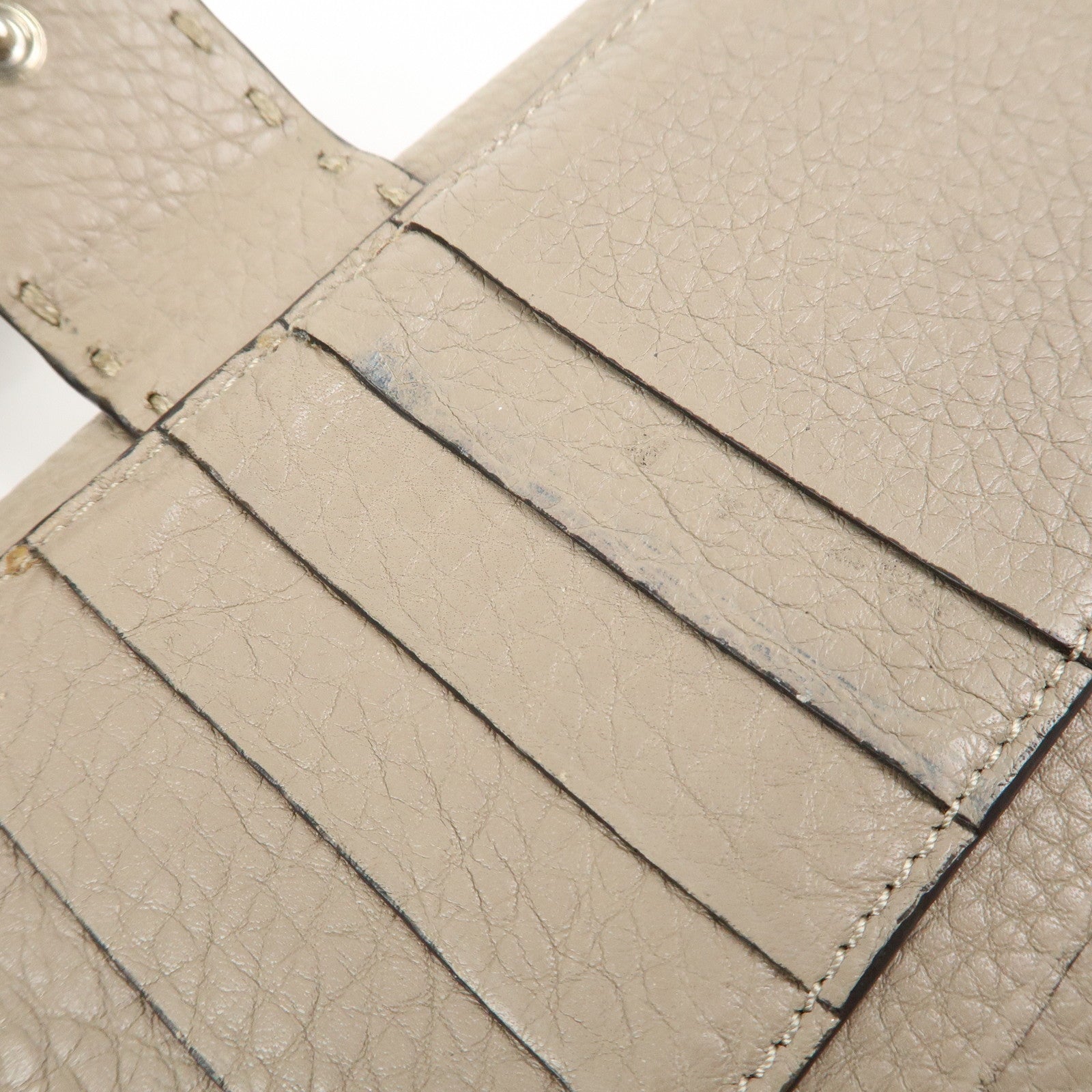 FENDI Seleria Leather Peekaboo Long Wallet Beige 8M0308