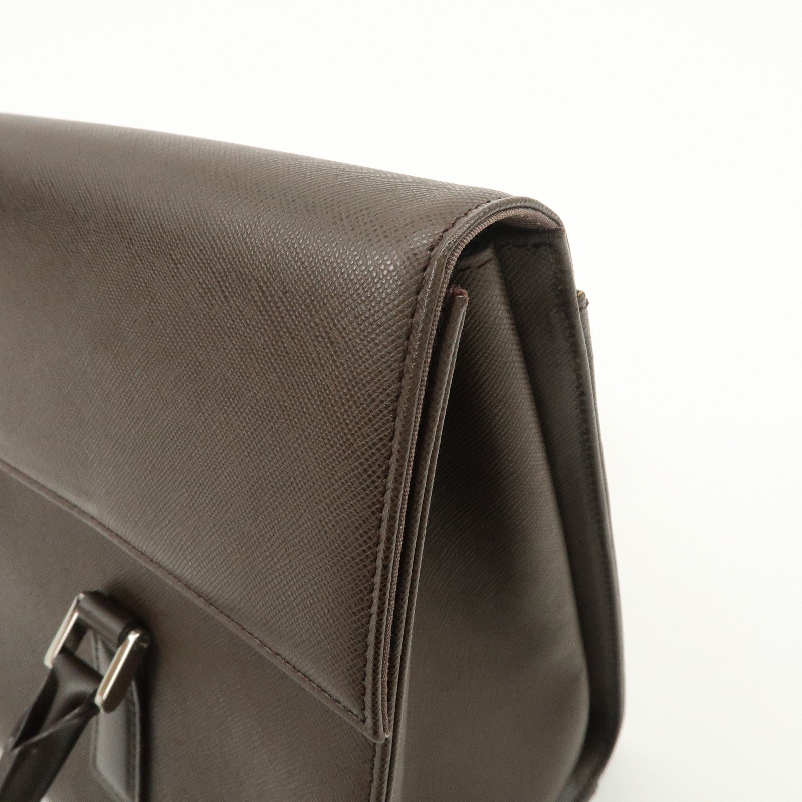 BURBERRY Leather Hand Bag Dark Brown