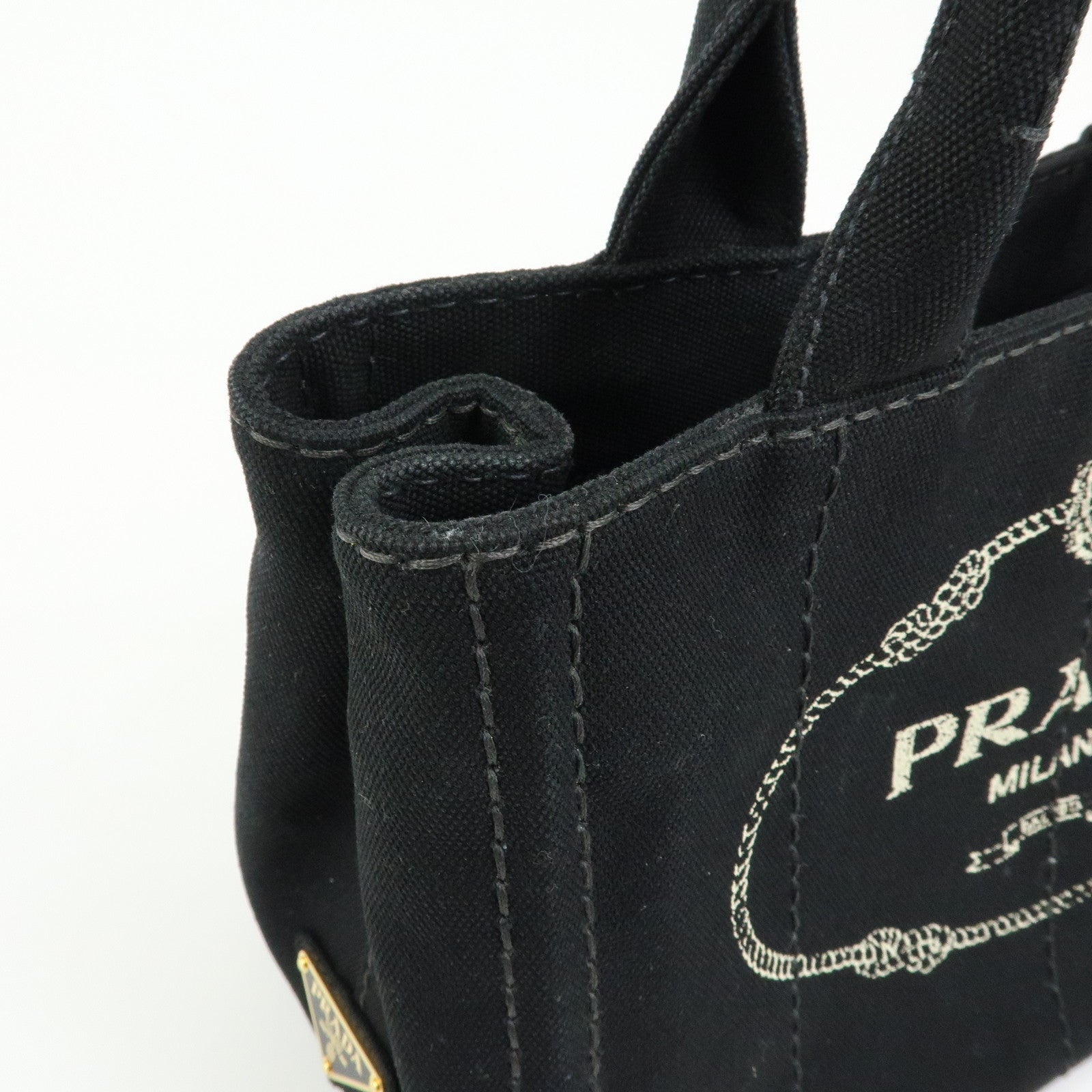 PRADA Triangle Logo Canapa Mini Canvas 2Way Bag Hand Bag 1BG439