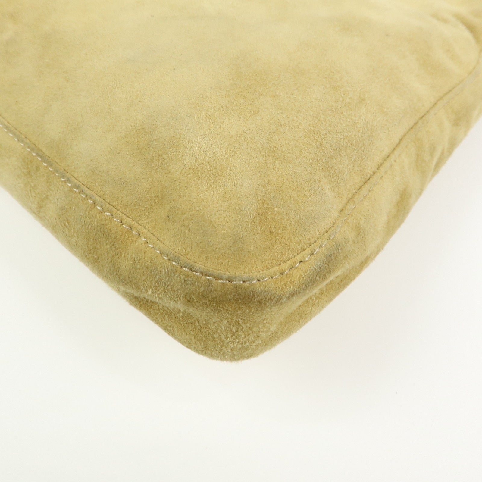 FENDI Suede Leather Shoulder Bag Hand Bag Yellow Beige 26569