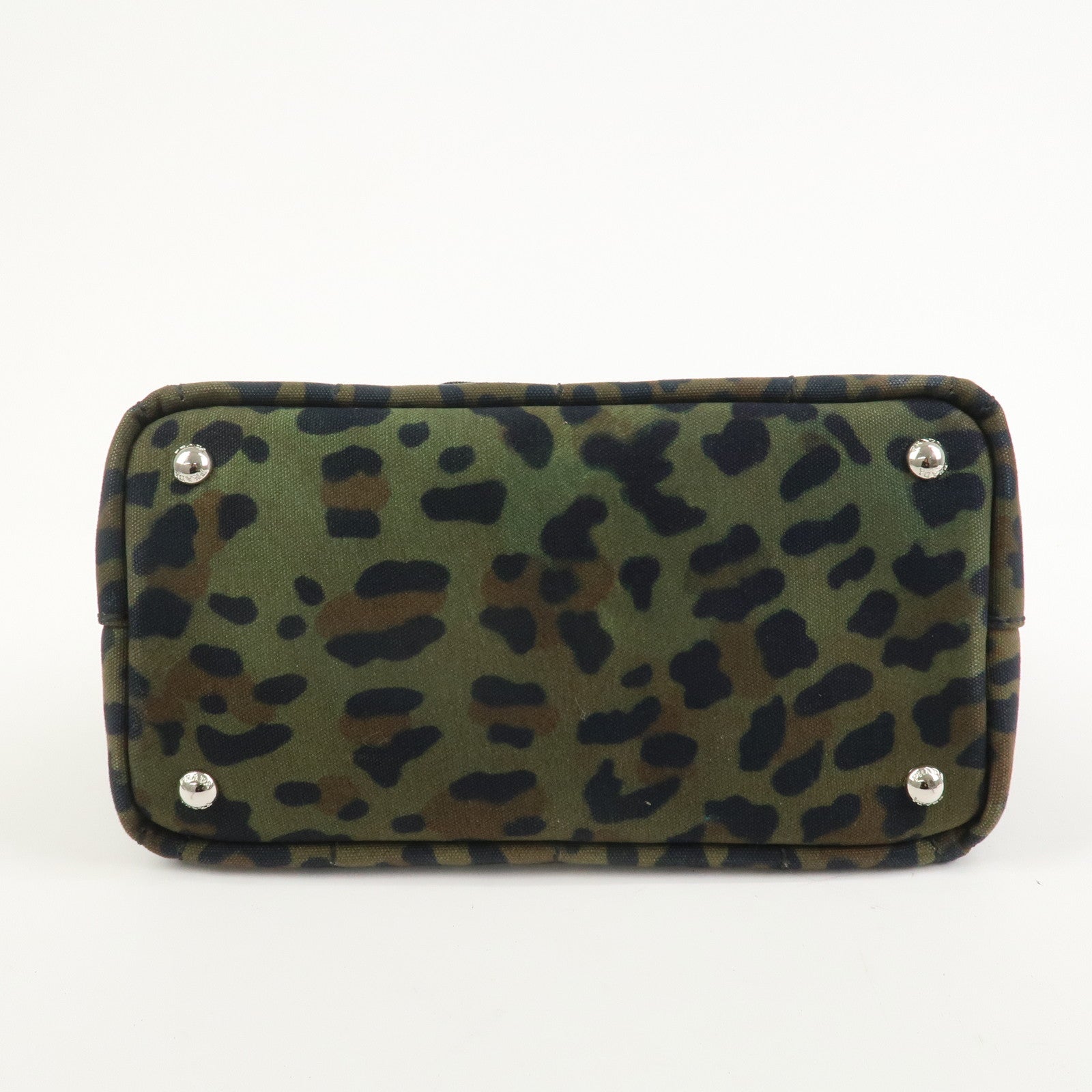 PRADA Triangle Logo Canapa Mini Canvas 2Way Bag Leopard 1BG439