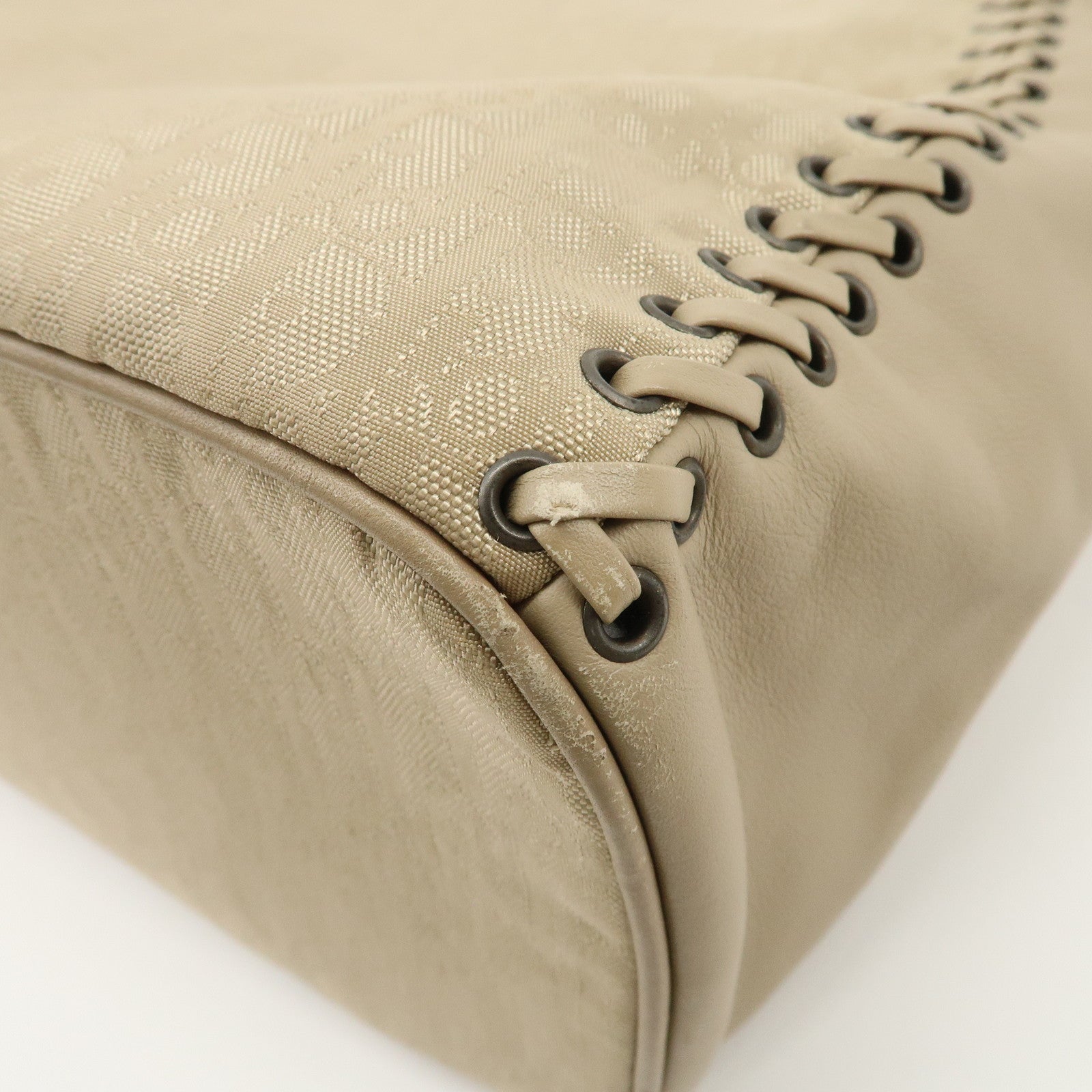 Christian Dior Trotter Nylon Leather Shoulder Bag Hand Bag Beige