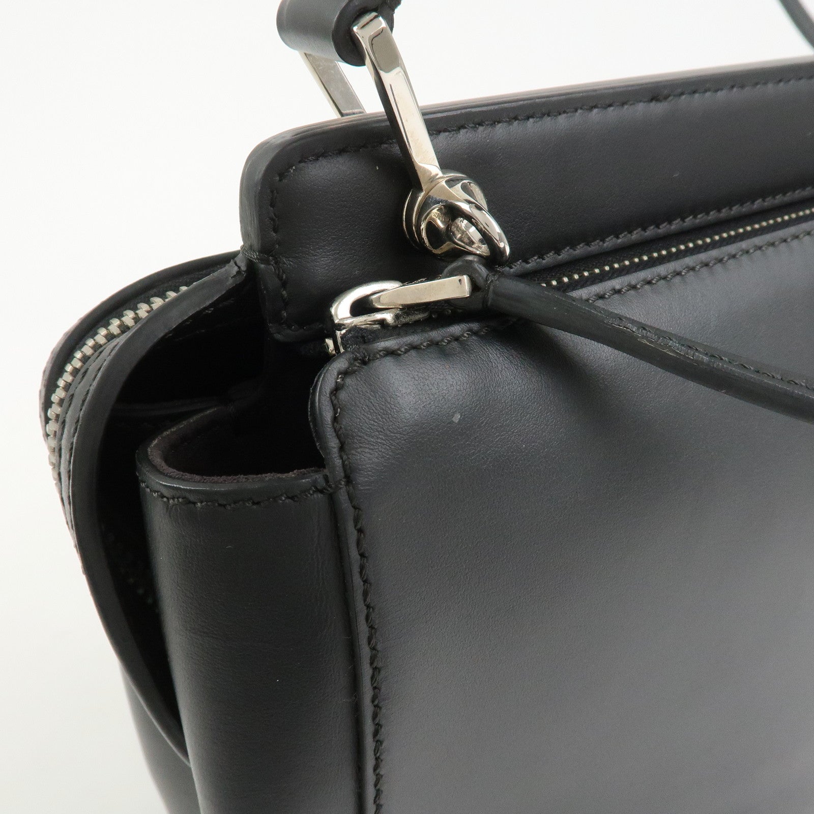 FENDI Dotcom Leather 2WAY Bag Hand Bag Shoulder Bag Black 8BN293