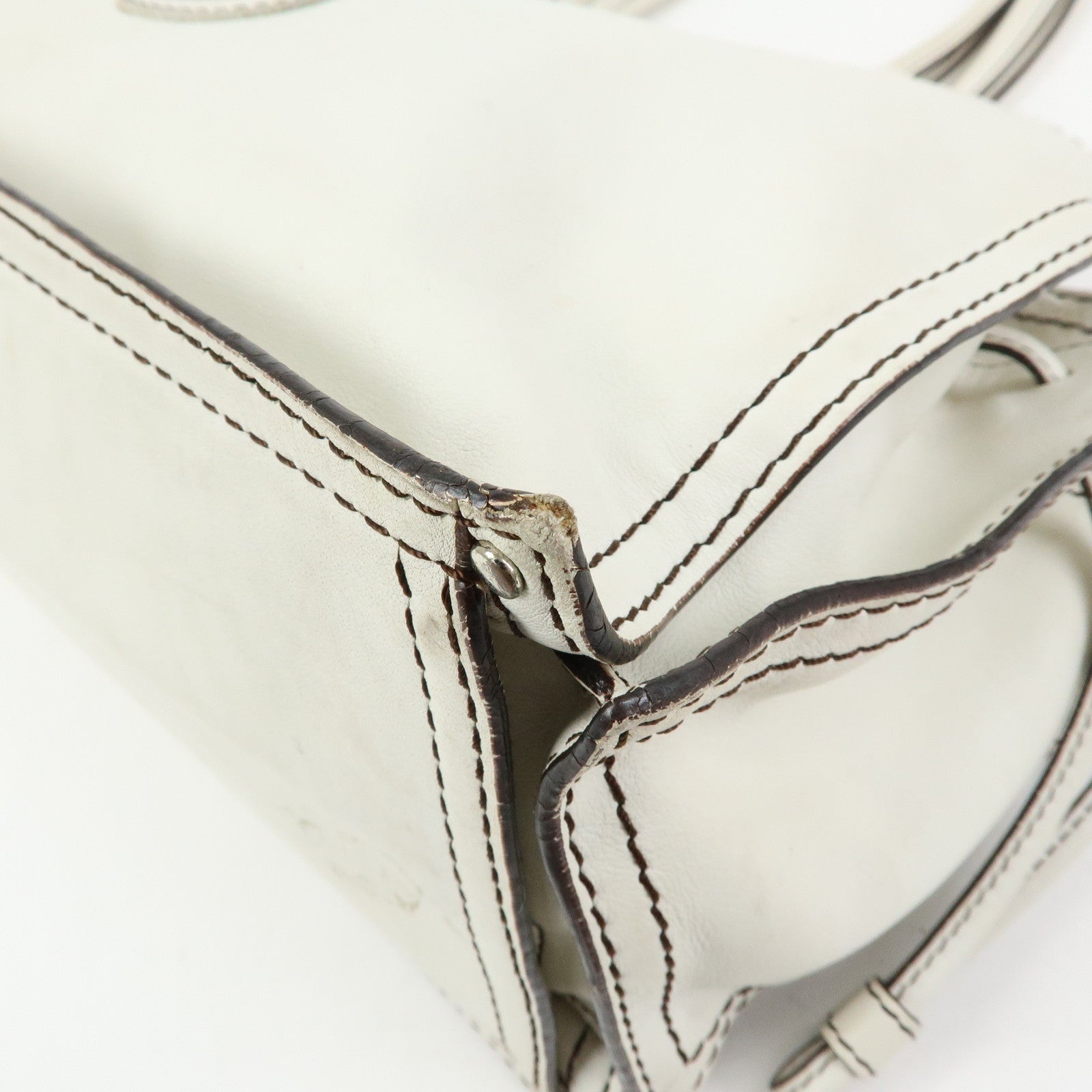 LOEWE Anagram Shopper Tote Leather Tote Bag Shoulder Bag White