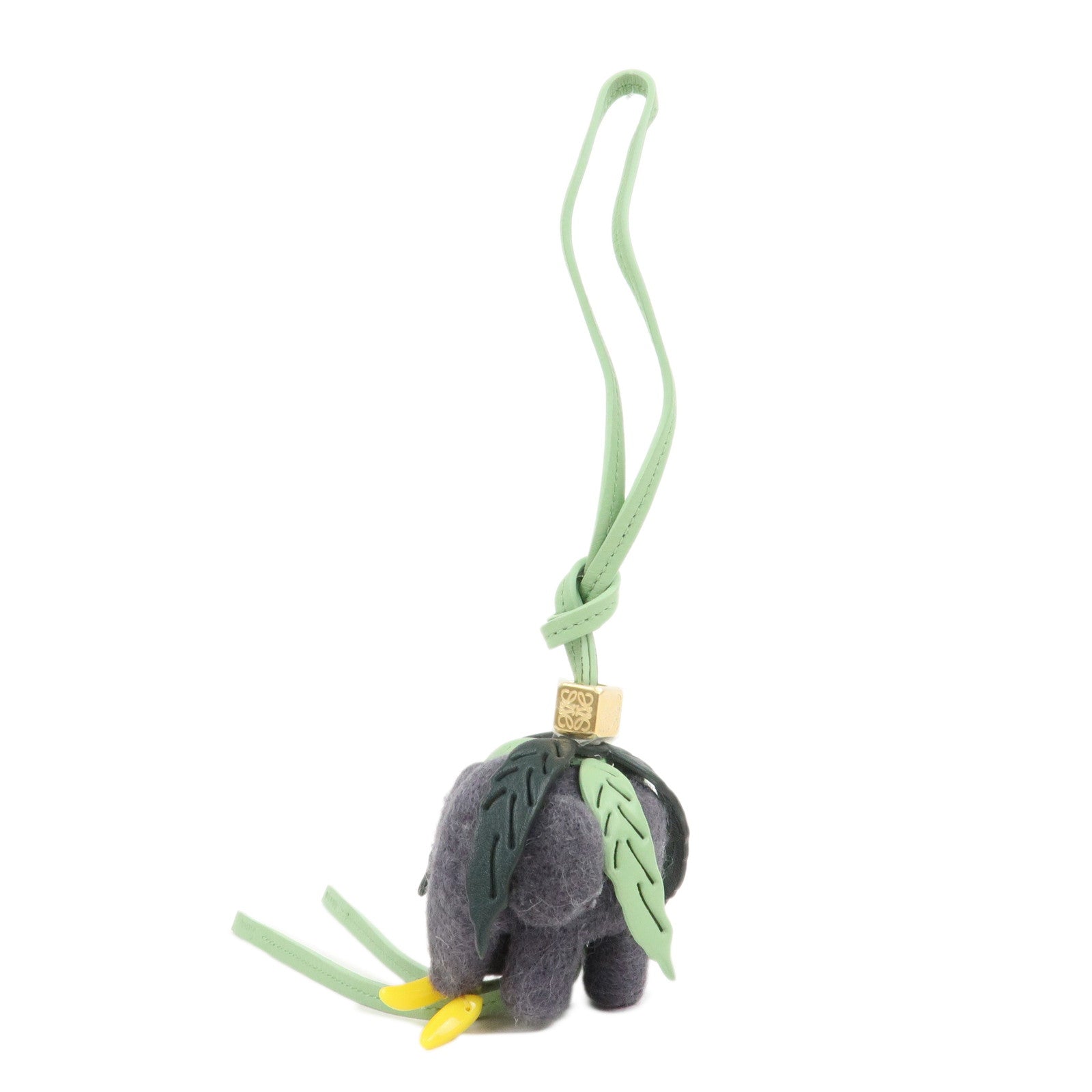 LOEWE Suna Fujita Calf Leather Felt Elephant Bag Charm Gray