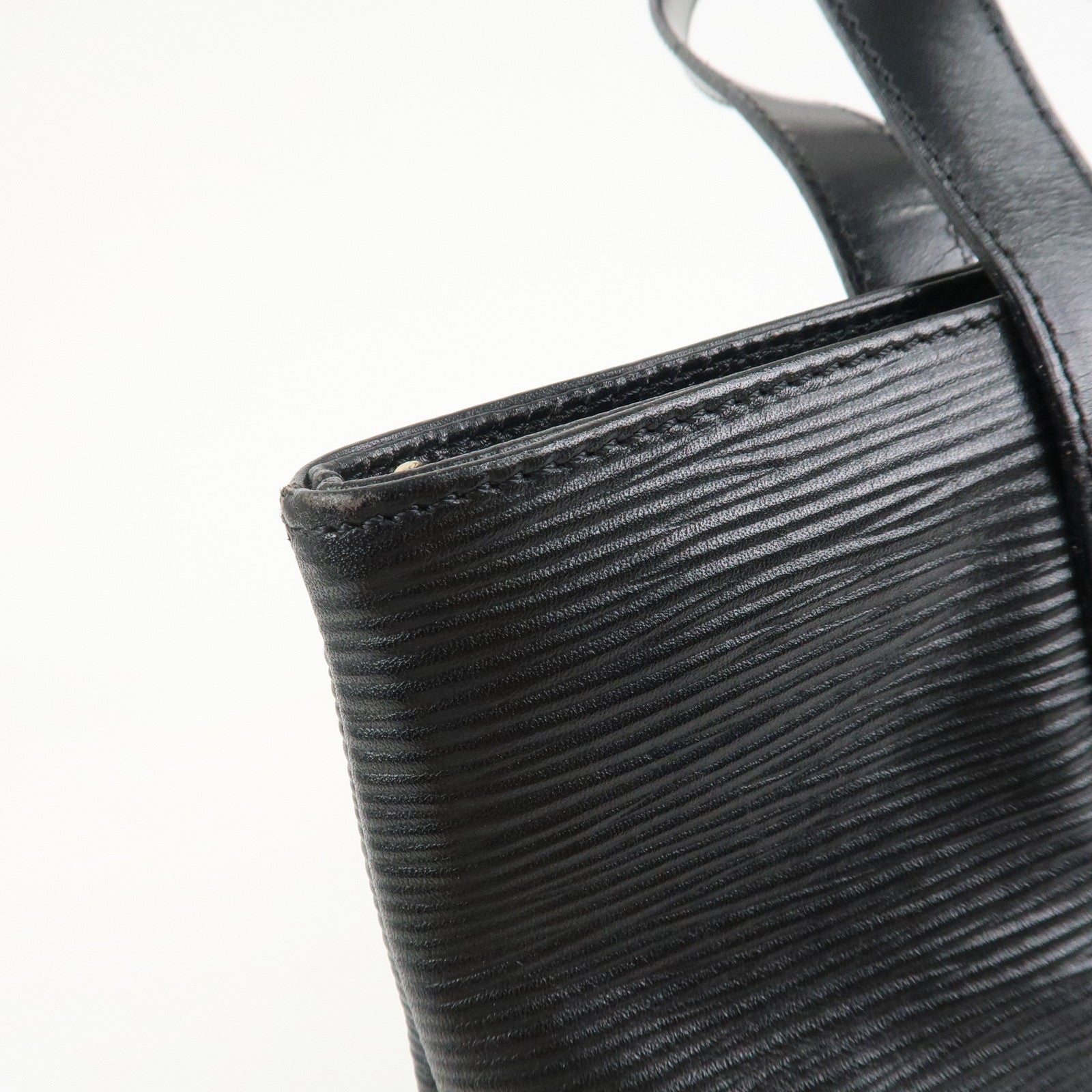 FENDI Logo Leather Tote Bag Hand Bag Shoulder Bag Black