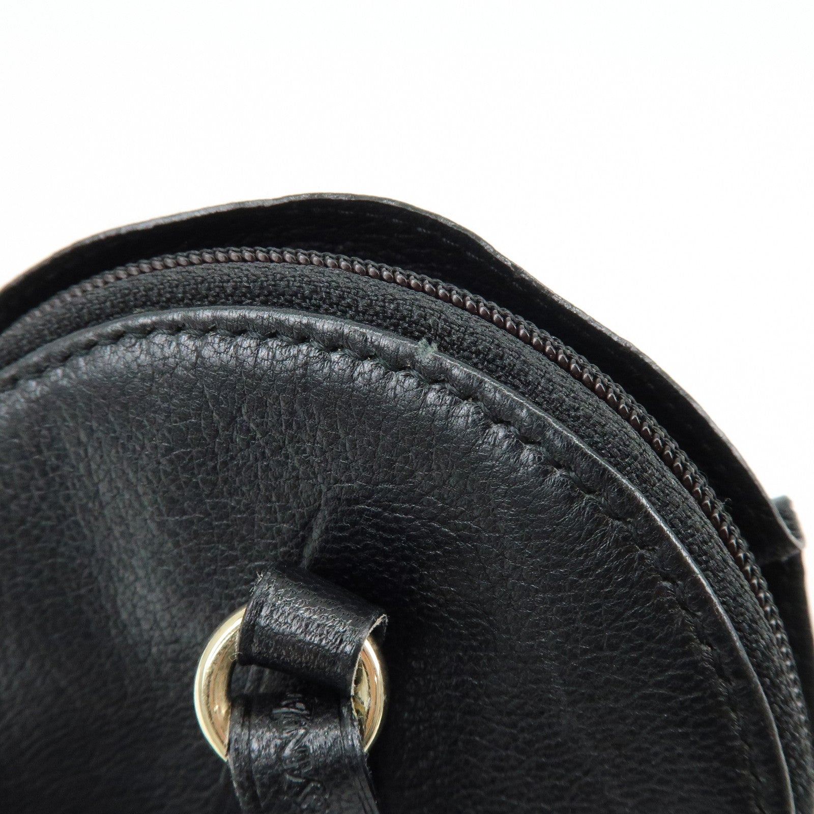 SAINT RAURENT PARIS Nadja Leather Shoulder Pouch Flower Motif Black