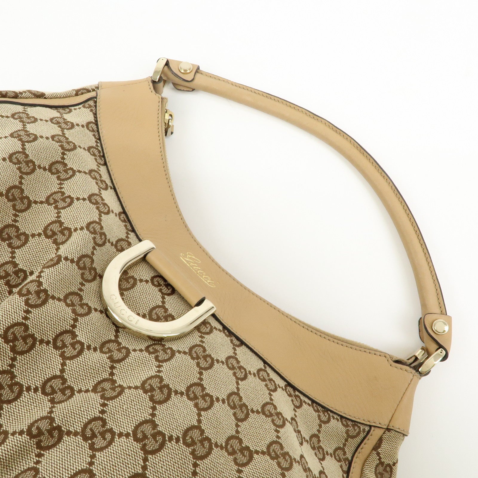 GUCCI Abbey GG Canvas Leather Shoulder Bag Hand Bag Brown 189833