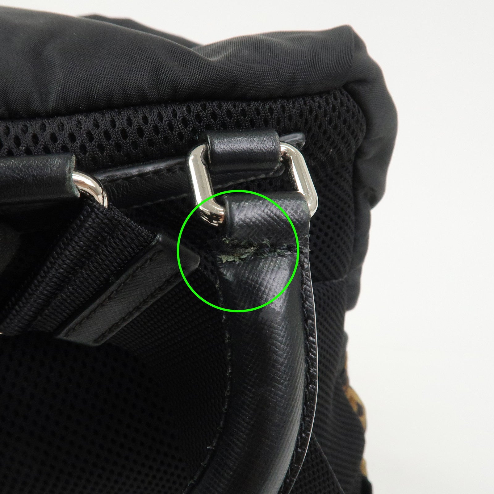 PRADA Nylon Leather Backpack Rucksack Leopard Black 1BZ001
