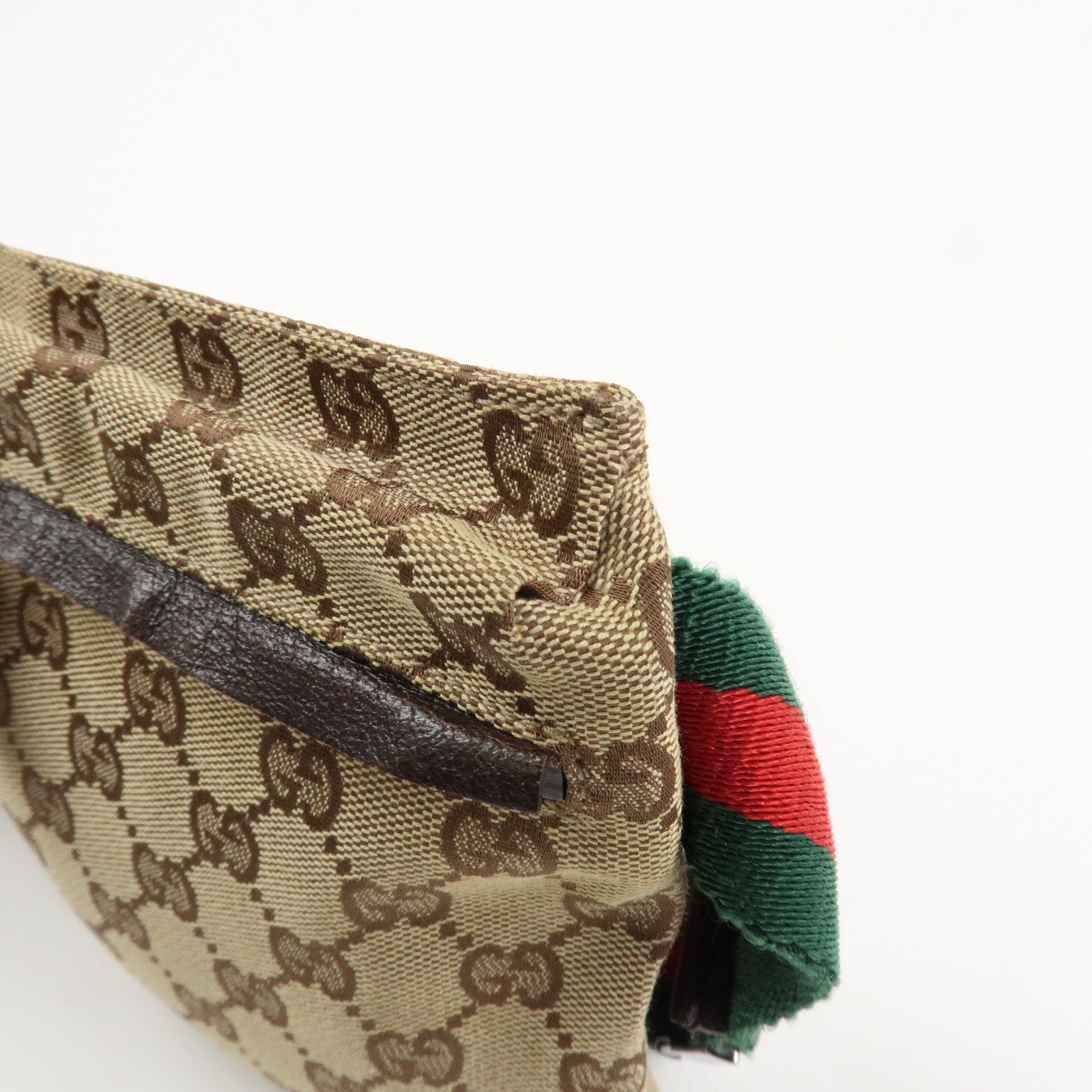 GUCCI GG Canvas Leather Waist Bag Crossbody Bag Beige Brown 28566 Used
