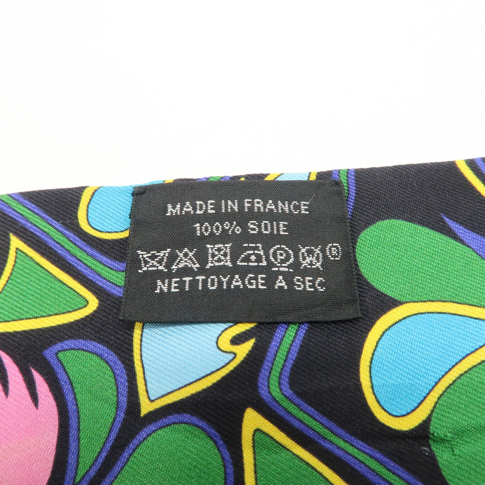 HERMES Silk 100% Twilly Scarf FOLKLORE Black Pink Used