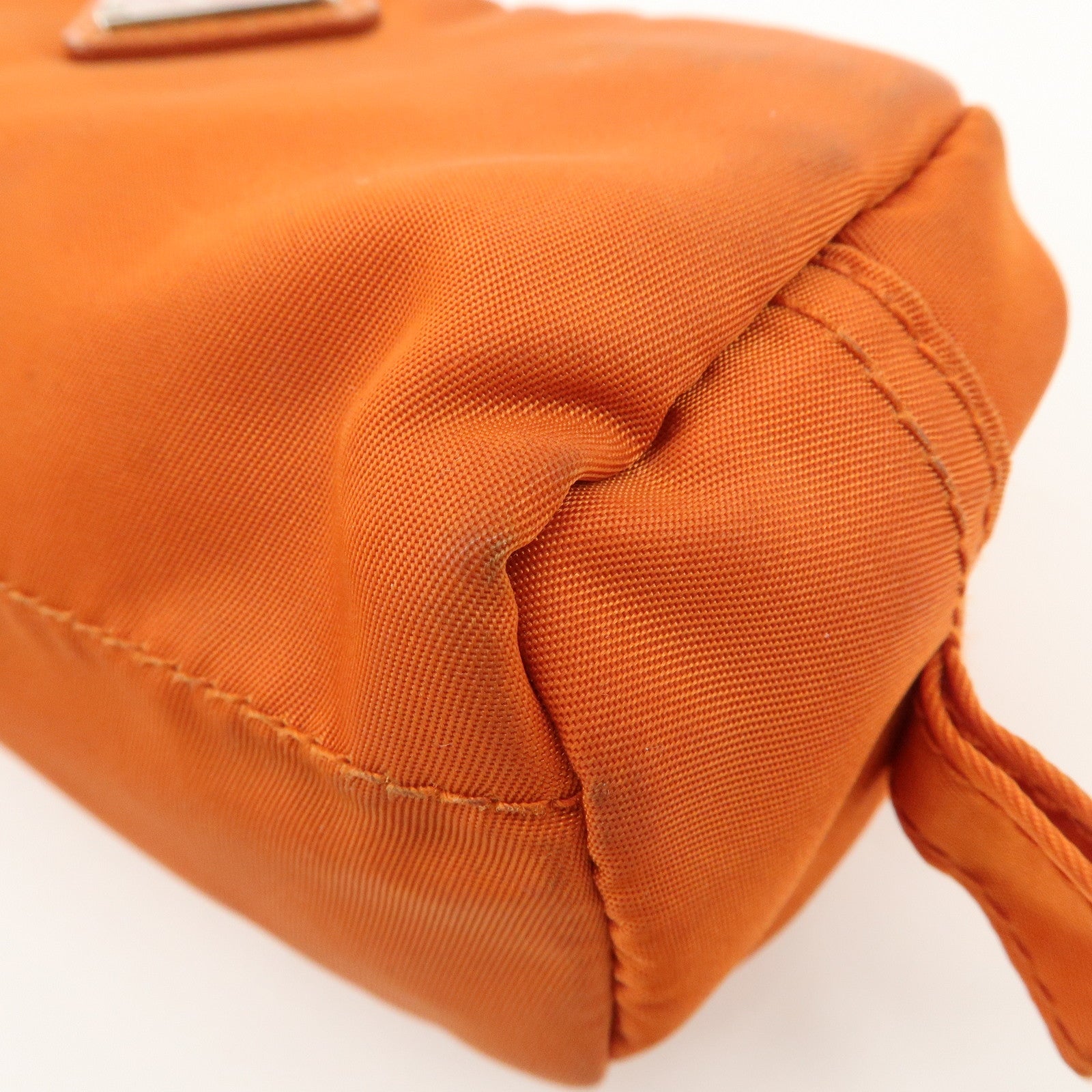 PRADA Set of 2 Nylon Leather Cosmetic Pouch Orange Black 1N0175 Used