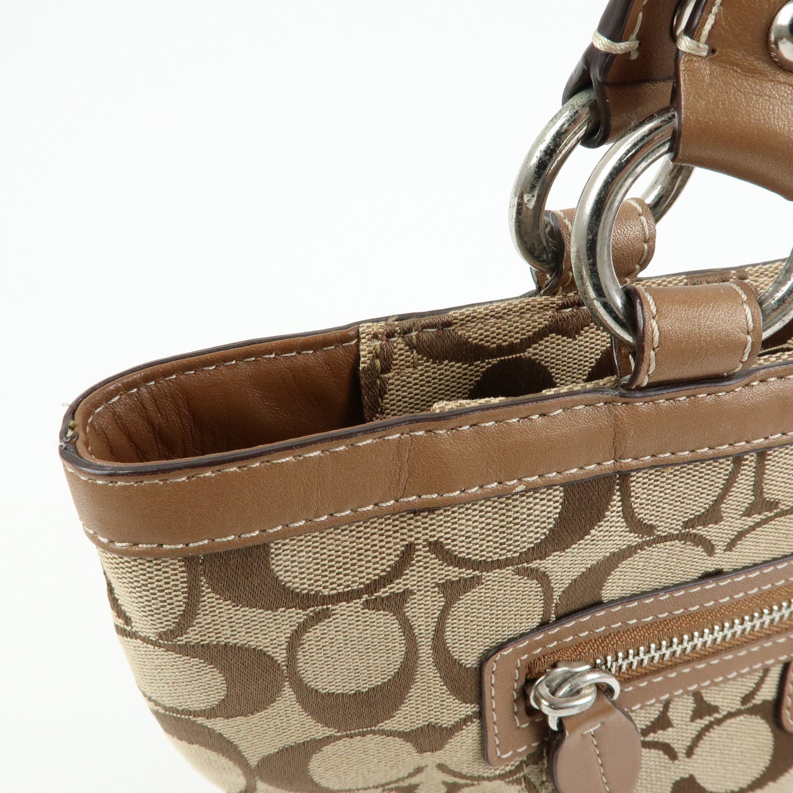 COACH Set of 2 Canvas Leather Shoulder Bag Brown Bronze