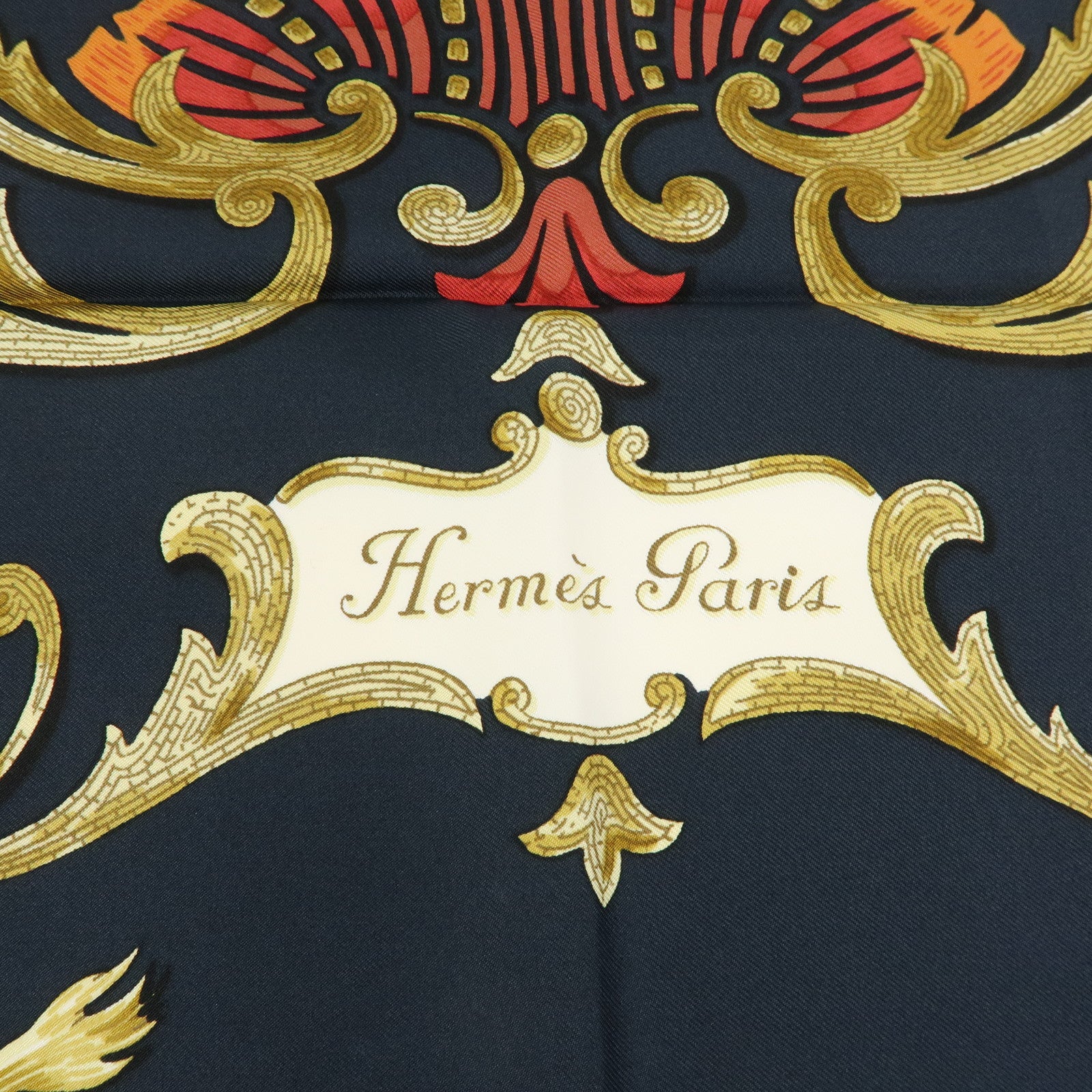 HERMES Carre 90 Silk 100% Scarf Cheval Jurc Blaqck Brown Red