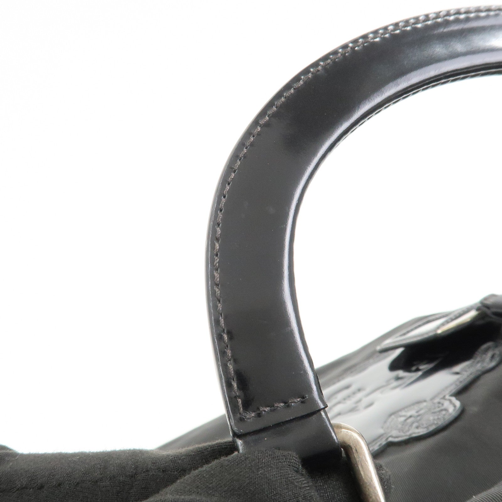 PRADA Nylon Patent Leather 2Way Bag Shoulder Bag Black BN1106