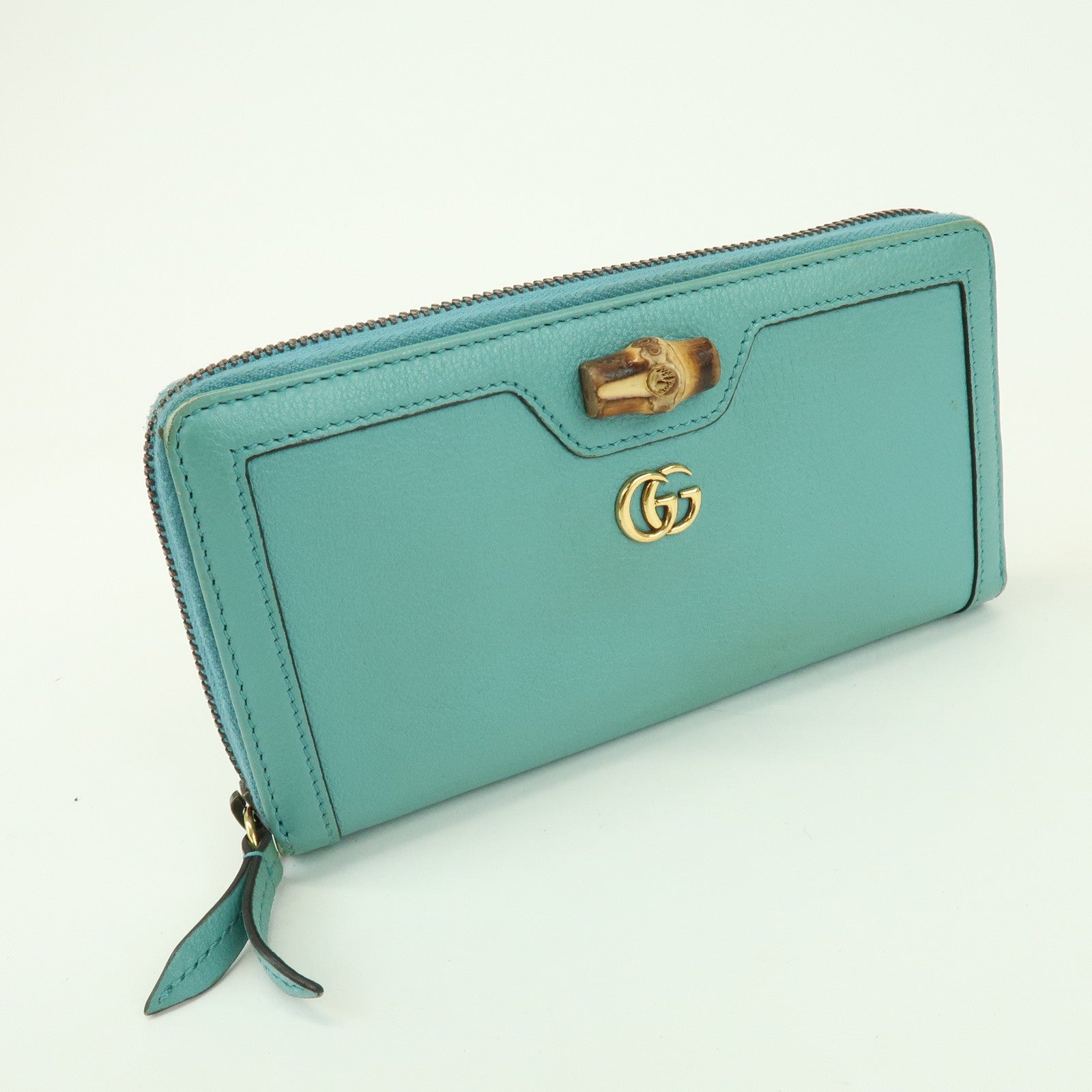 GUCCI Bamboo GG Marmont Leather Round Zippy Long Wallet 658634