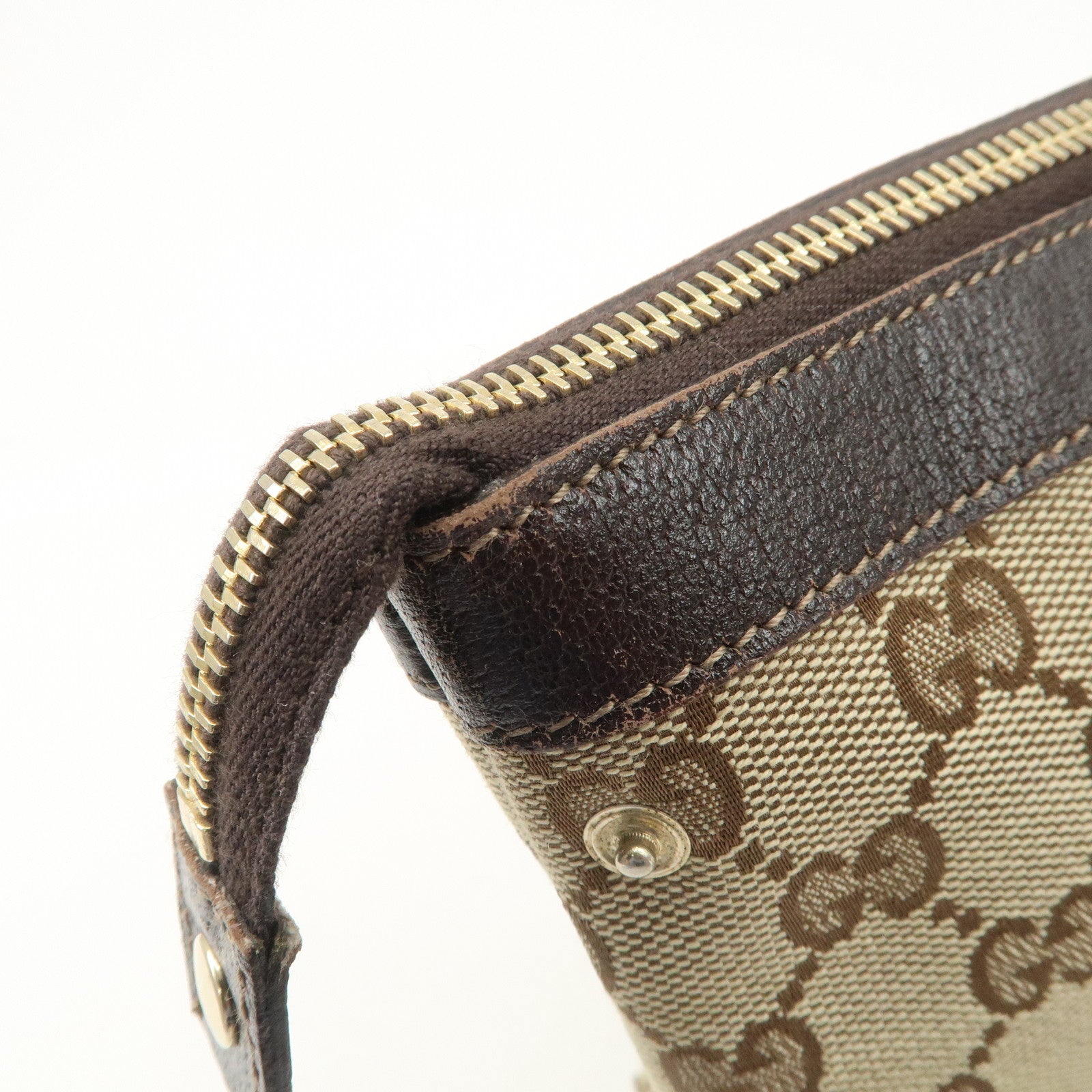 GUCCI Abbey GG Canvas Leather Tote Bag Hand Bag Beige 141470 Used