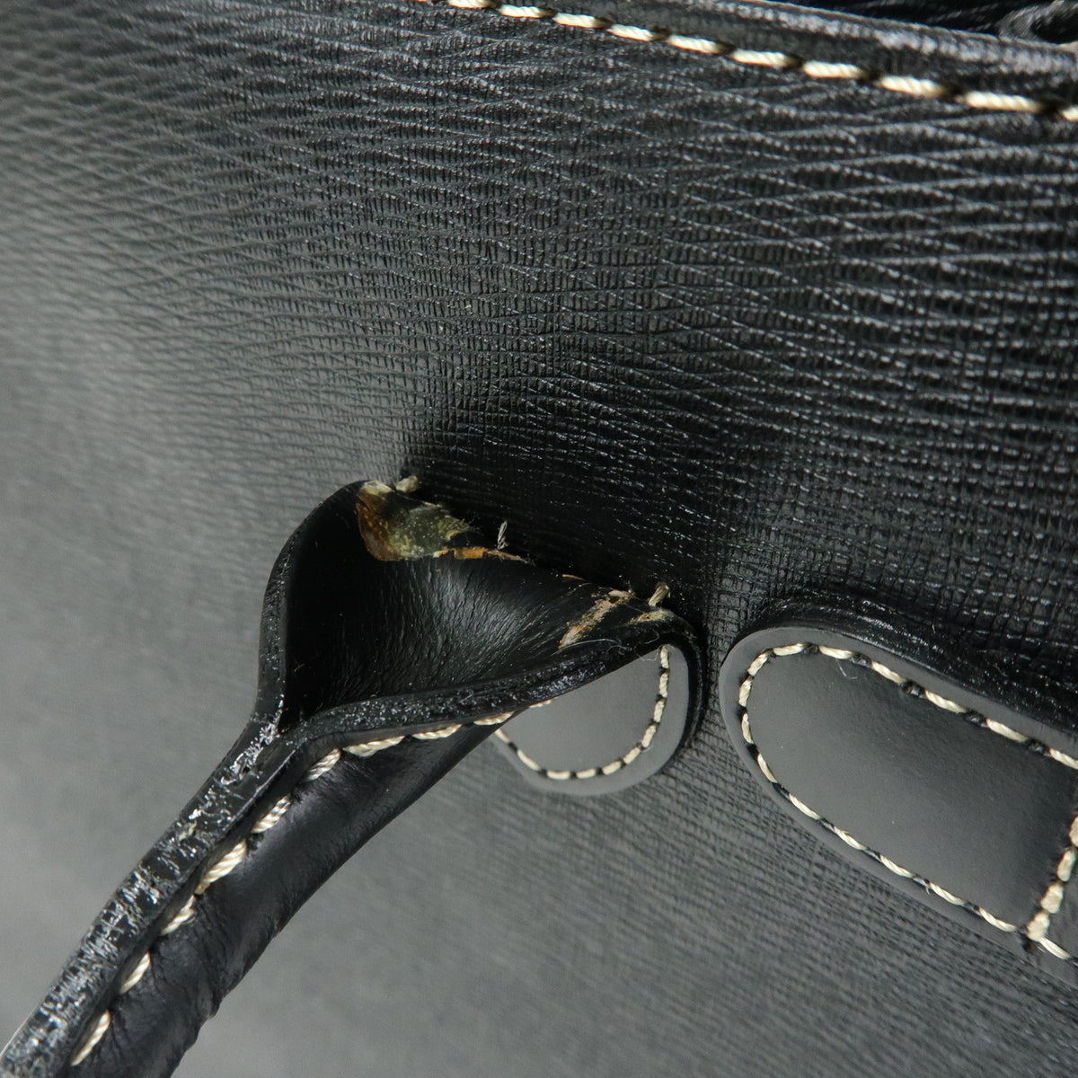 BURBERRY Leather Nova Plaid Hand Bag Tote Bag Black