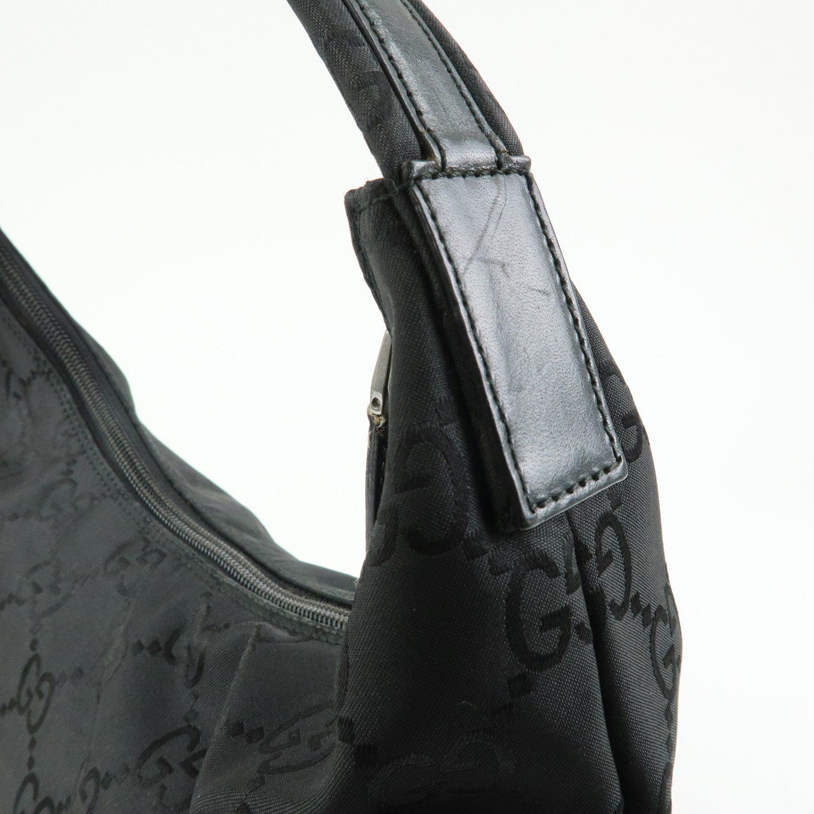 GUCCI Front Pocket GG Nylon Leather Shoulder Bag Black 001・3380