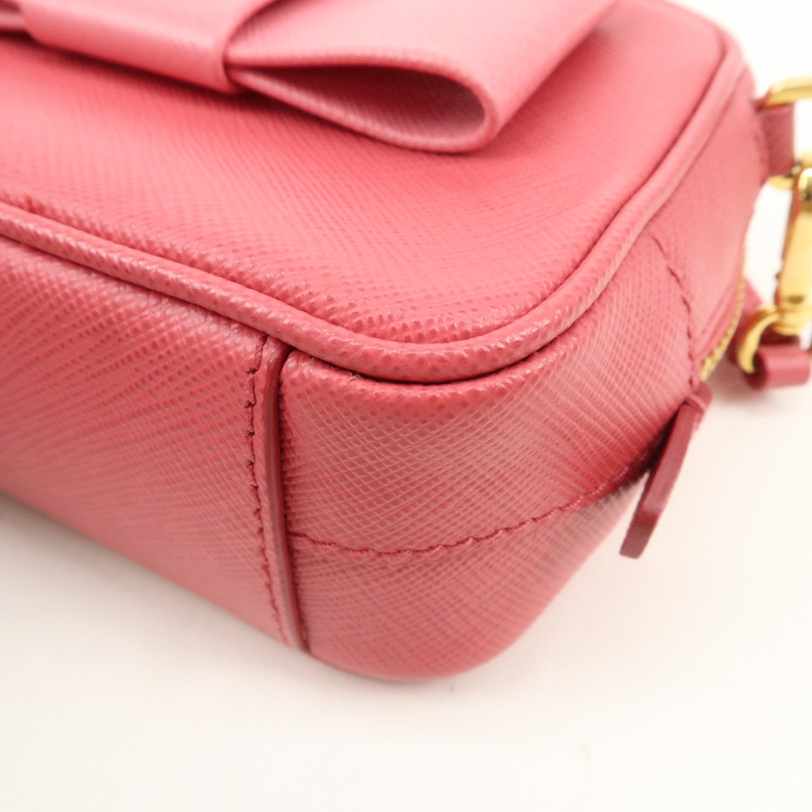 PRADA Saffiano Leather Ribbon Mini Shoulder Bag Camera Bag 1N1674