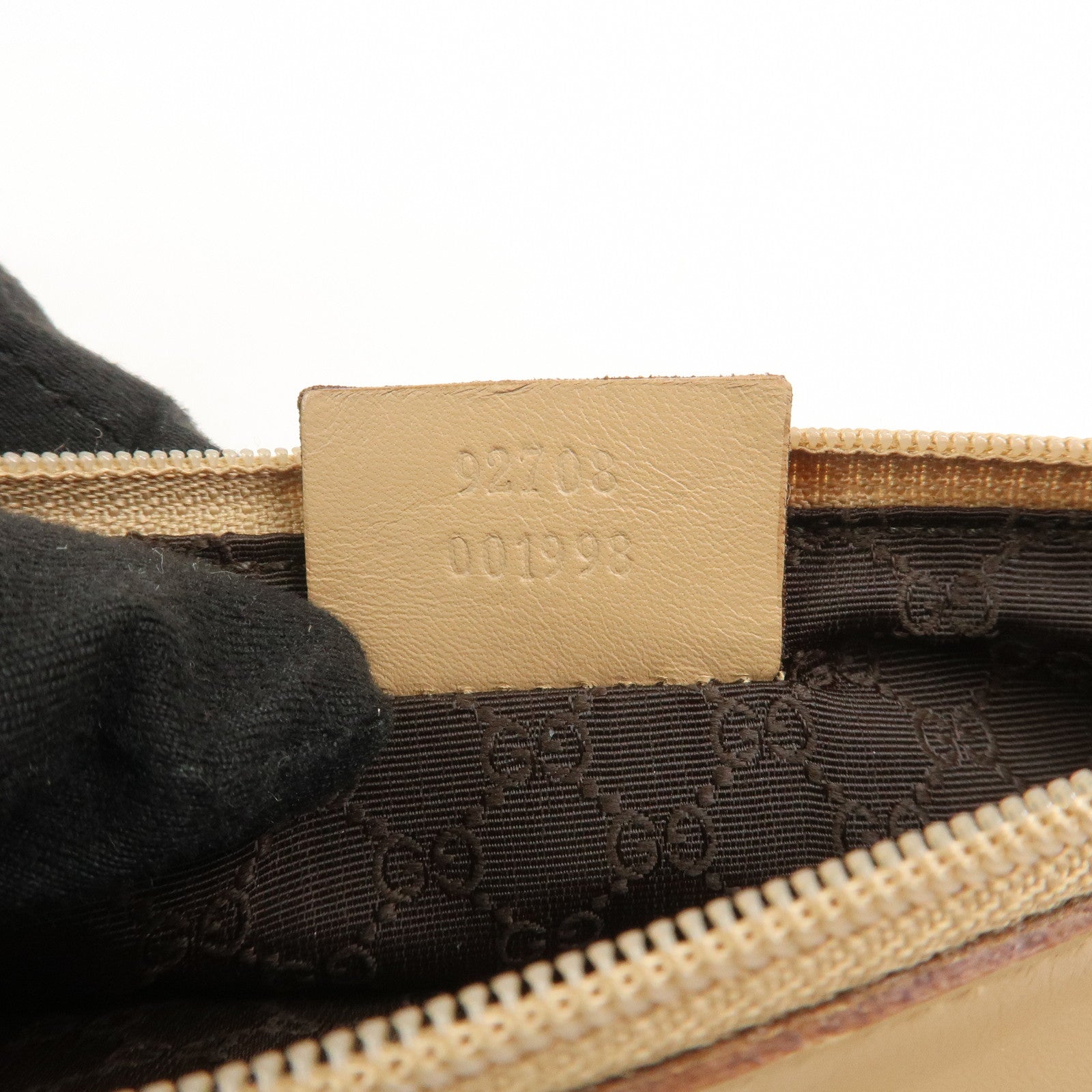 GUCCI Bamboo Leather Shoulder Bag Hand Bag Beige 92708