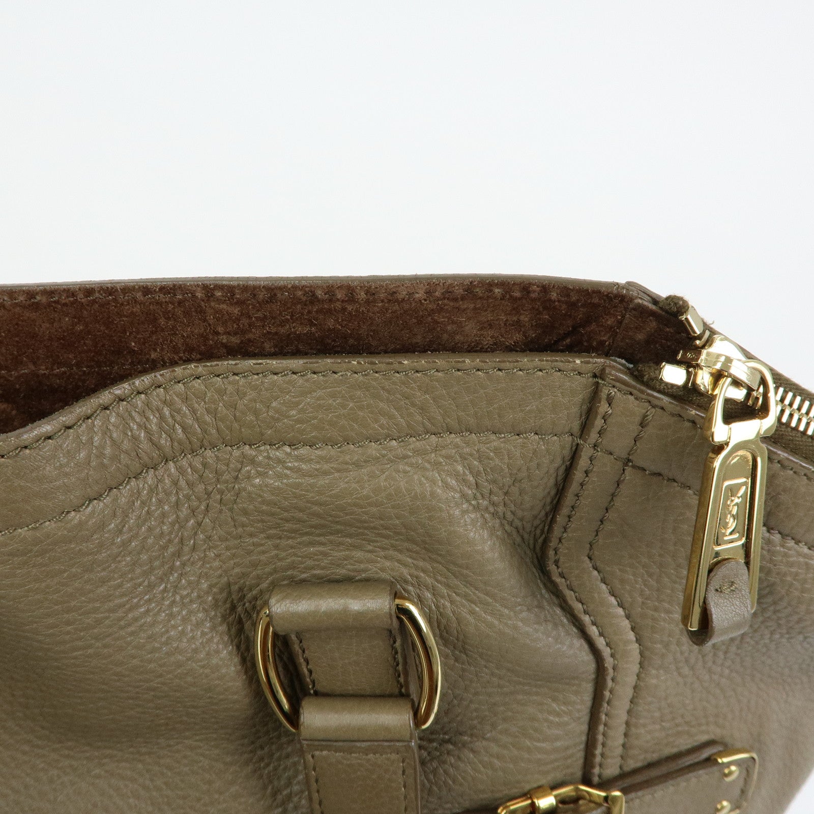 SAINT LAURENT PARIS Y Line Leather Tote Shoulder Bag Brown 257427