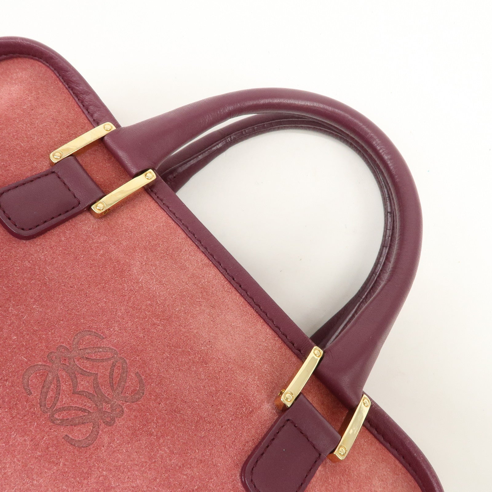LOEWE Anagram Amazona 28 Suede Leather Hand Bag Pink Purple