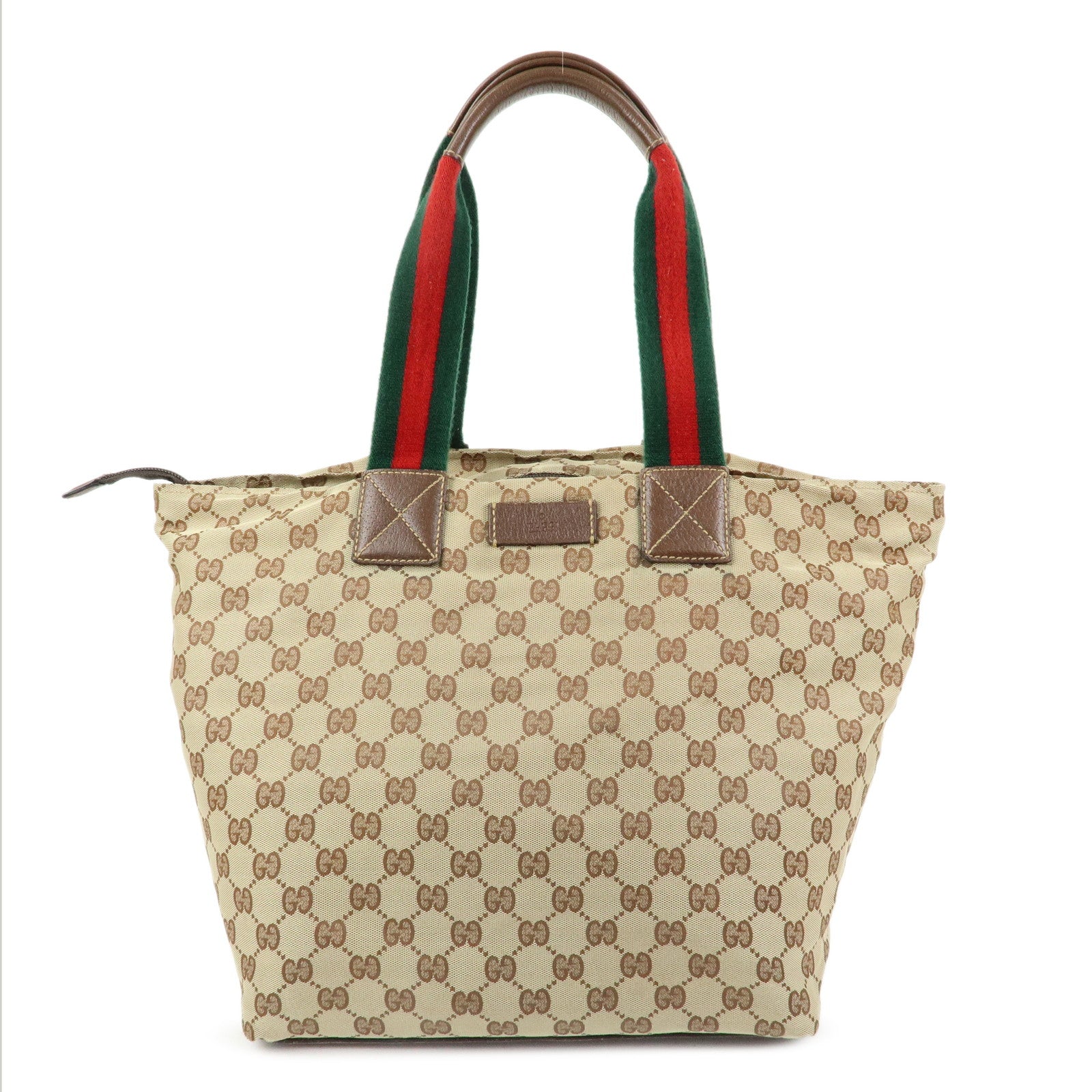 GUCCI Sherry GG Canvas Leather Tote Bag Hand Bag Beige Brown 131231