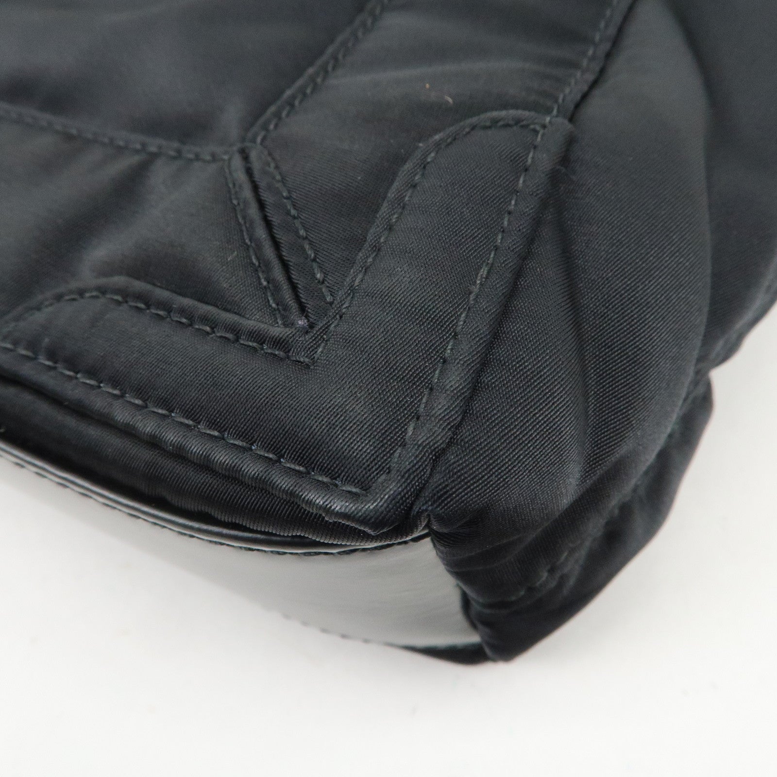 BALENCIAGA Navy Cabas XS Nylon Leather 2Way Bag Black 390346