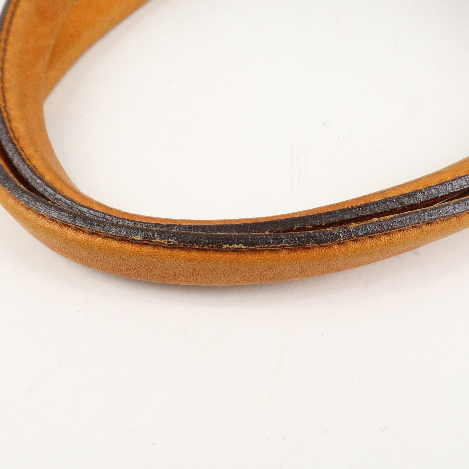 MIUMIU Logo Leather Shoulder Bag Boston Bag Hand Bag Gold HDW Brown Used