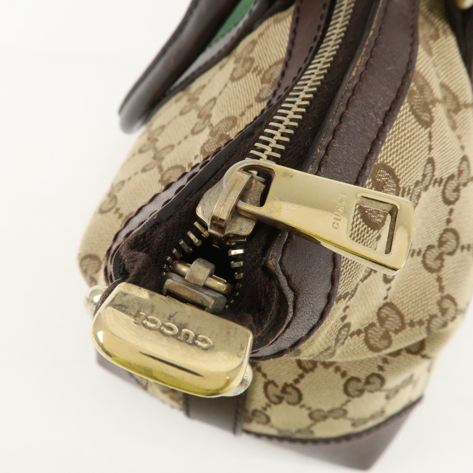 GUCCI Sherry GG Canvas Leather 2Way Tote Bag Beige Brown 257341 Used