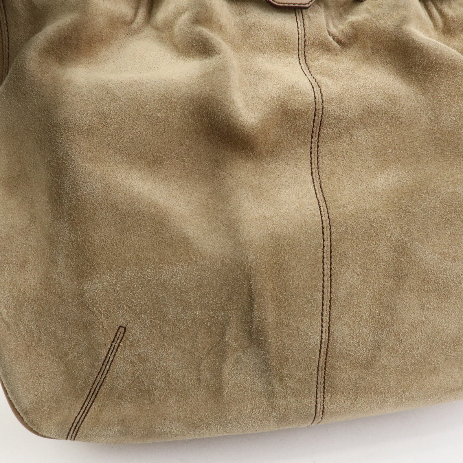 Ferragamo Suede Shoulder Bag Hand Bag Beige