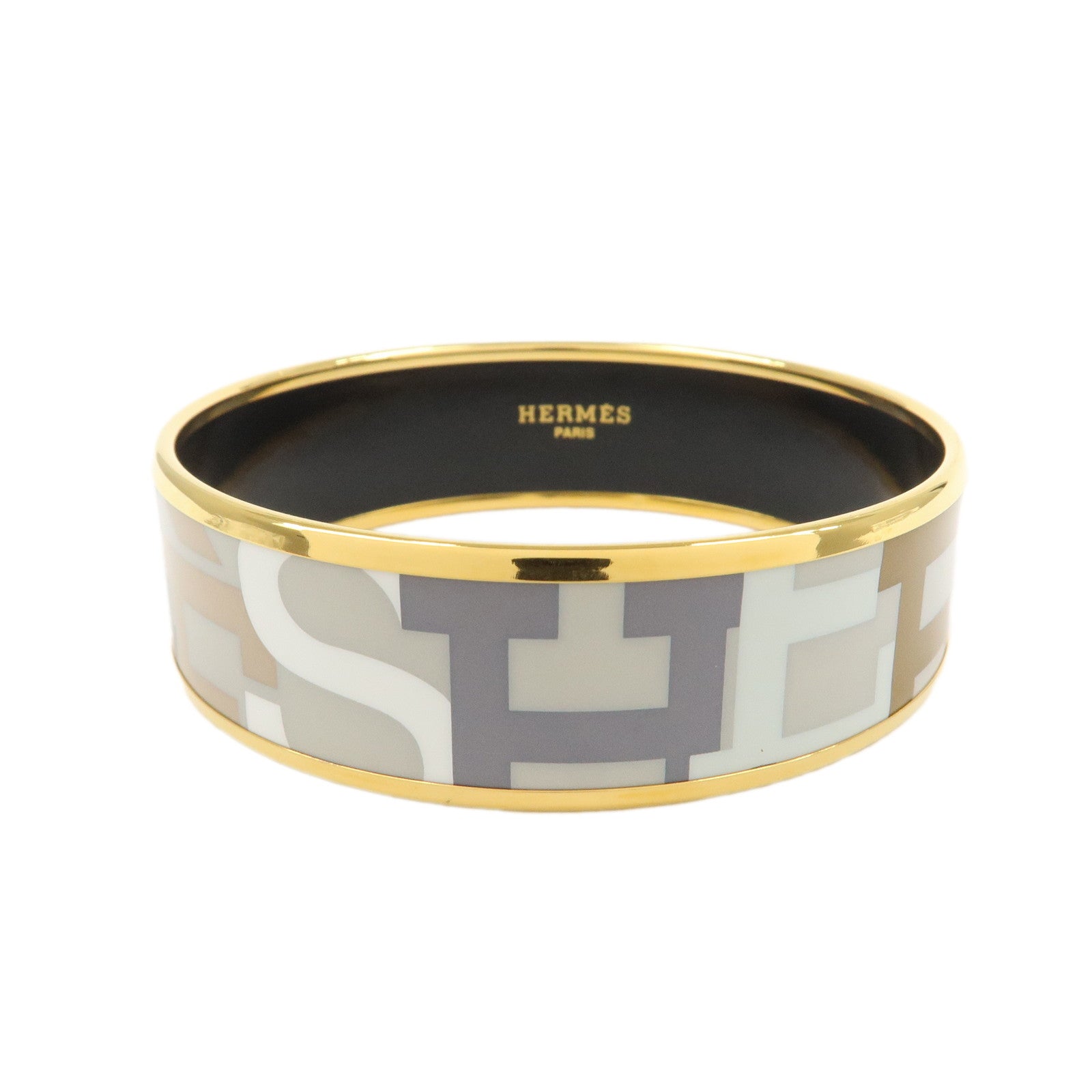 HERMES Email GM Bangle Bracelet Cloisonne Enamel Gray