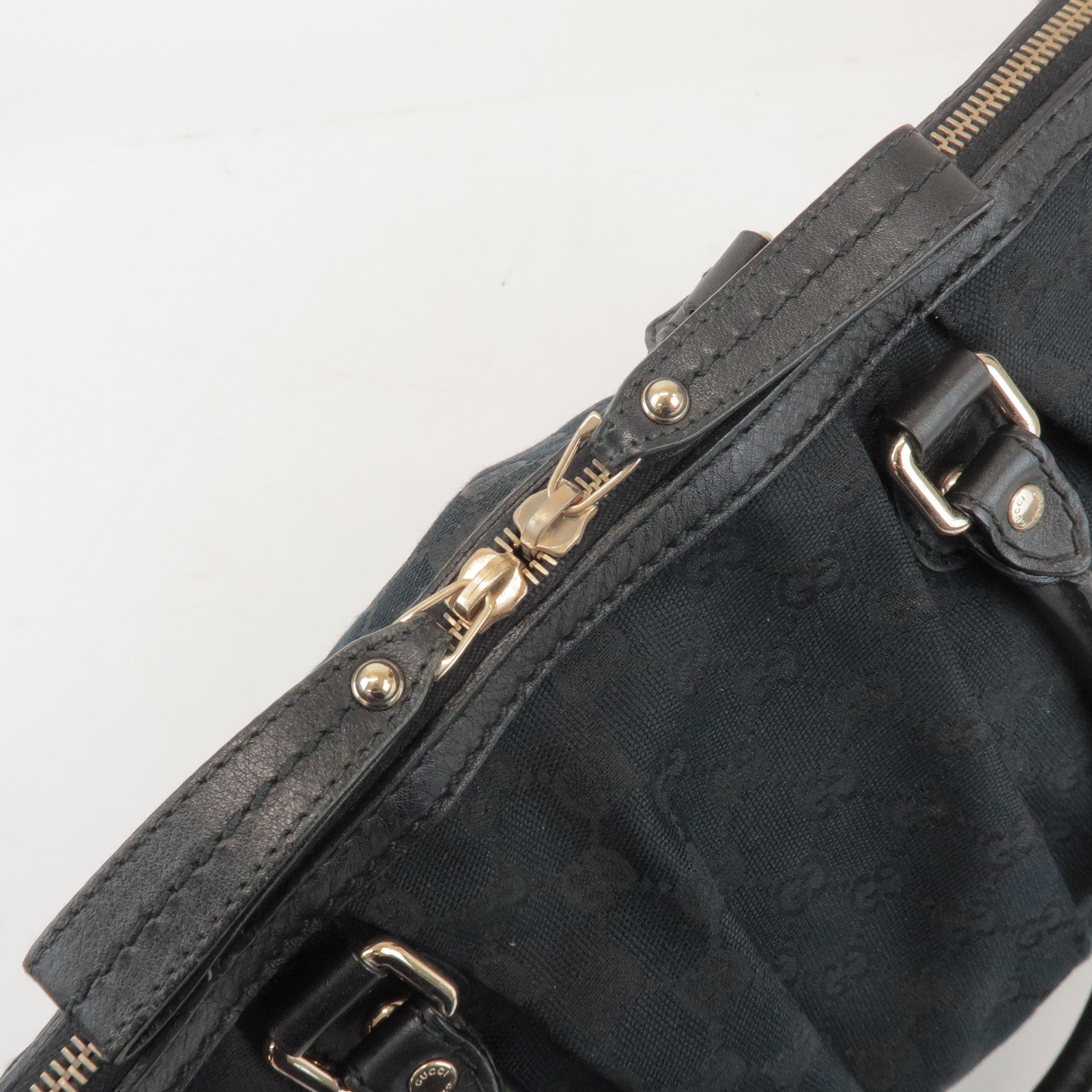 GUCCI Sukey Interlocking G GG Canvas Leather 2Way Bag Black 247902