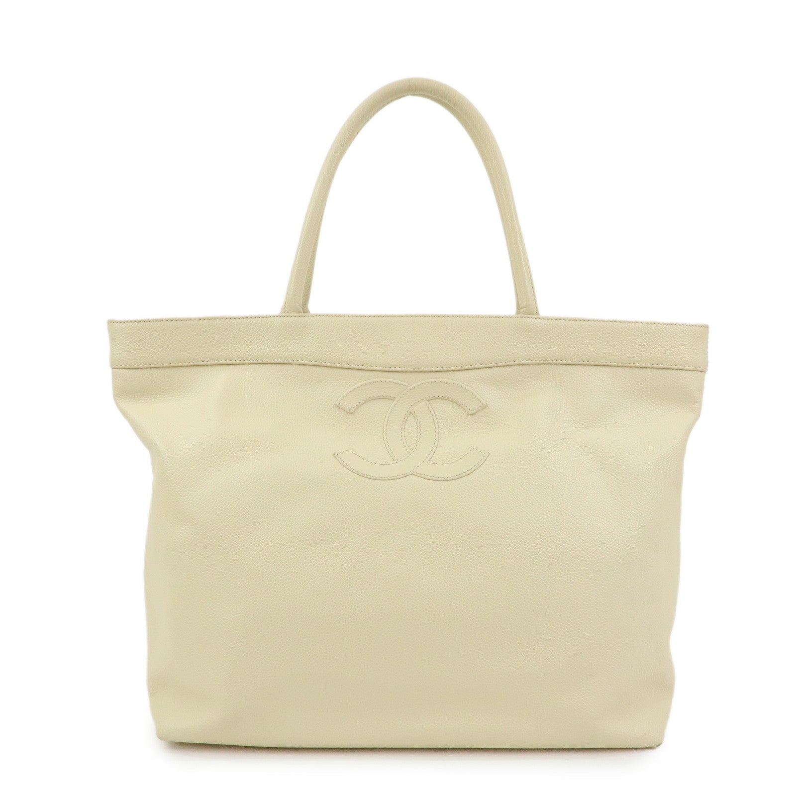 CHANEL COCO Mark Caviarskin Shoulder Bag Tote Bag Ivory