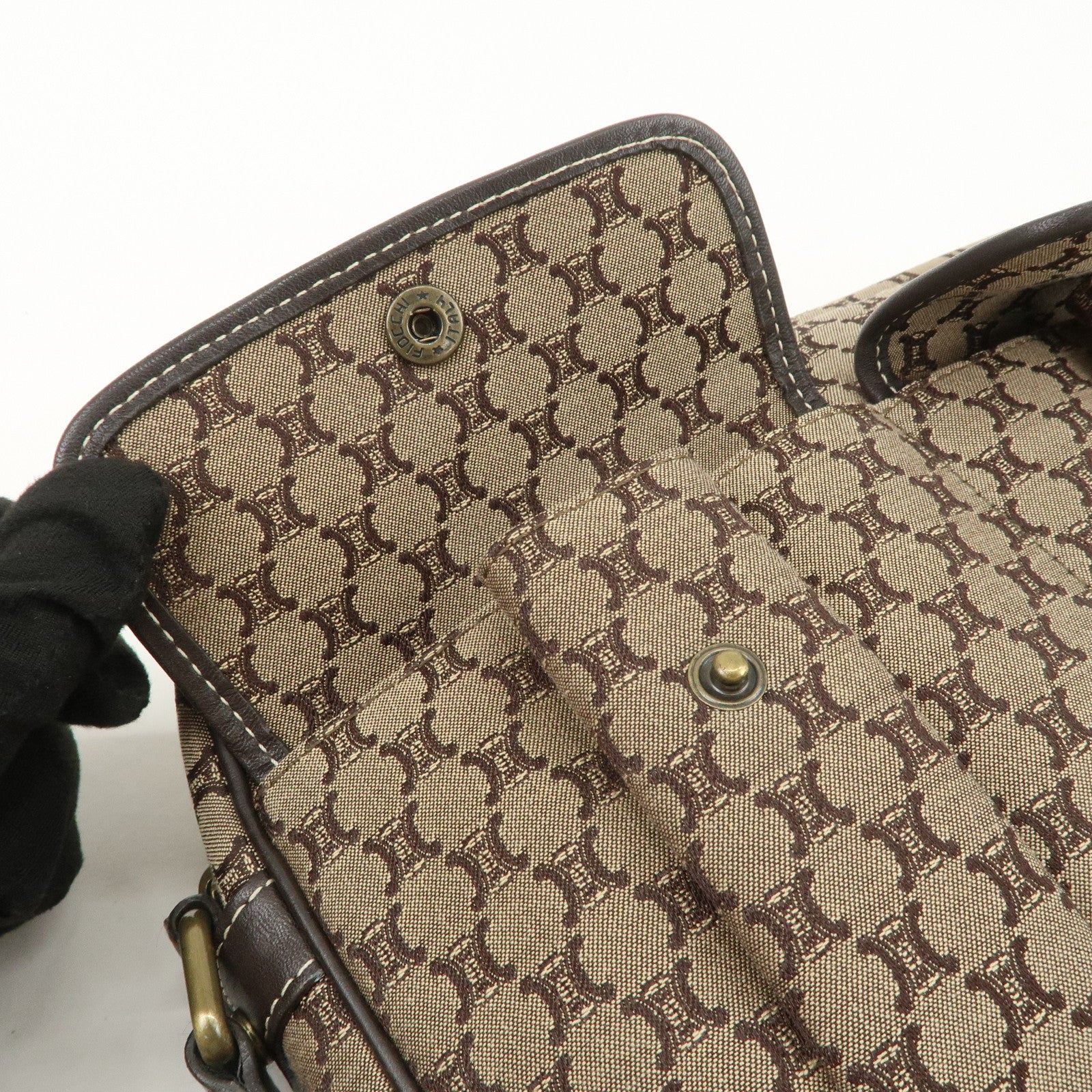 CELINE Macadam Canvas Leather Shoulder Bag Crossbody Bag Brown