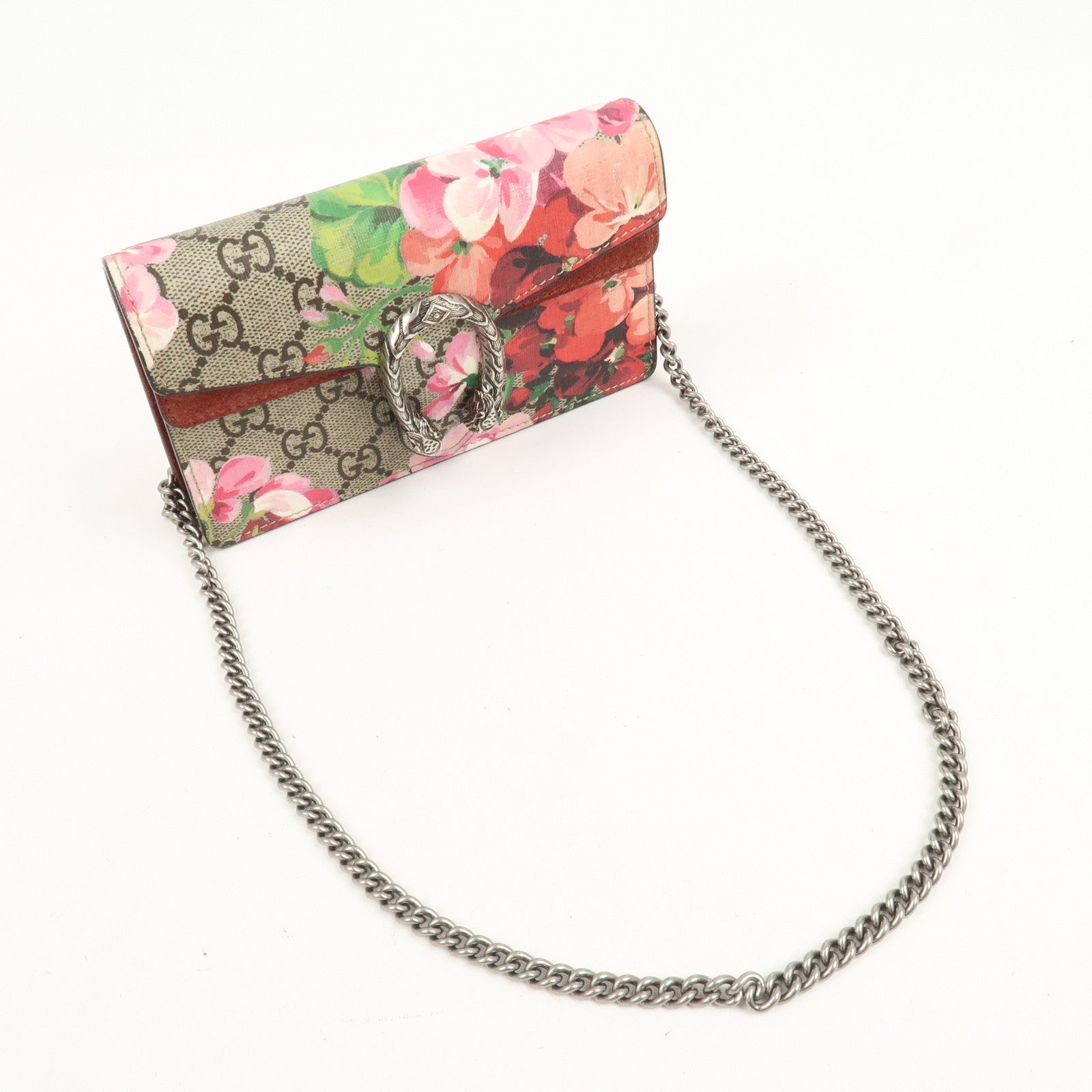 GUCCI Dionysus GG Supreme Mini Chain Shoulder Bag Beige Pink 476432