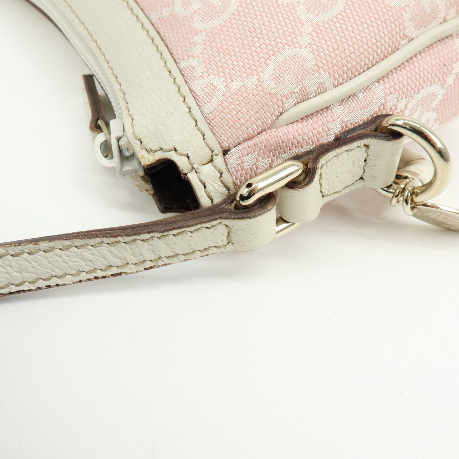 GUCCI GG Canvas Leather Hand Bag Pouch Shoulder Bag Pink 154432