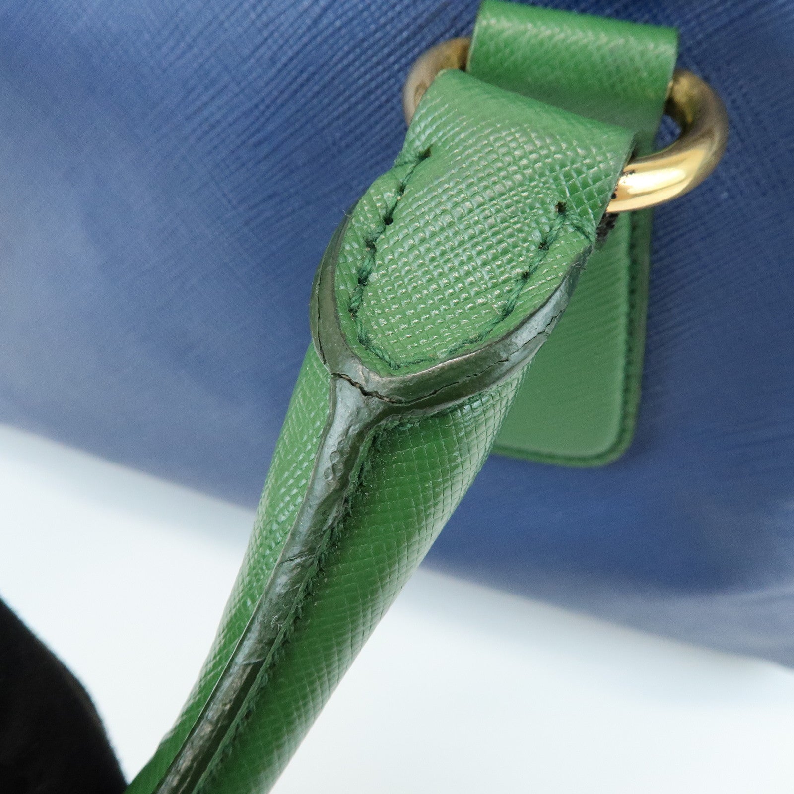 PRADA Triangle Logo 2Way Bag Hand Bag Shoulder Bag Blue Green