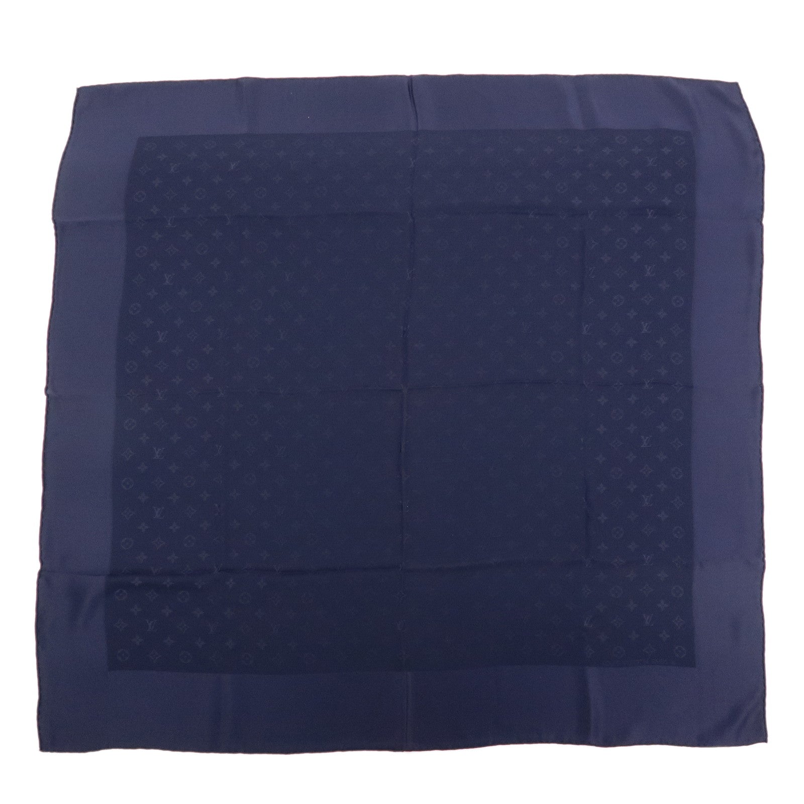 Louis Vuitton Monogram Silk100% Scarf Stole Shawl Navy
