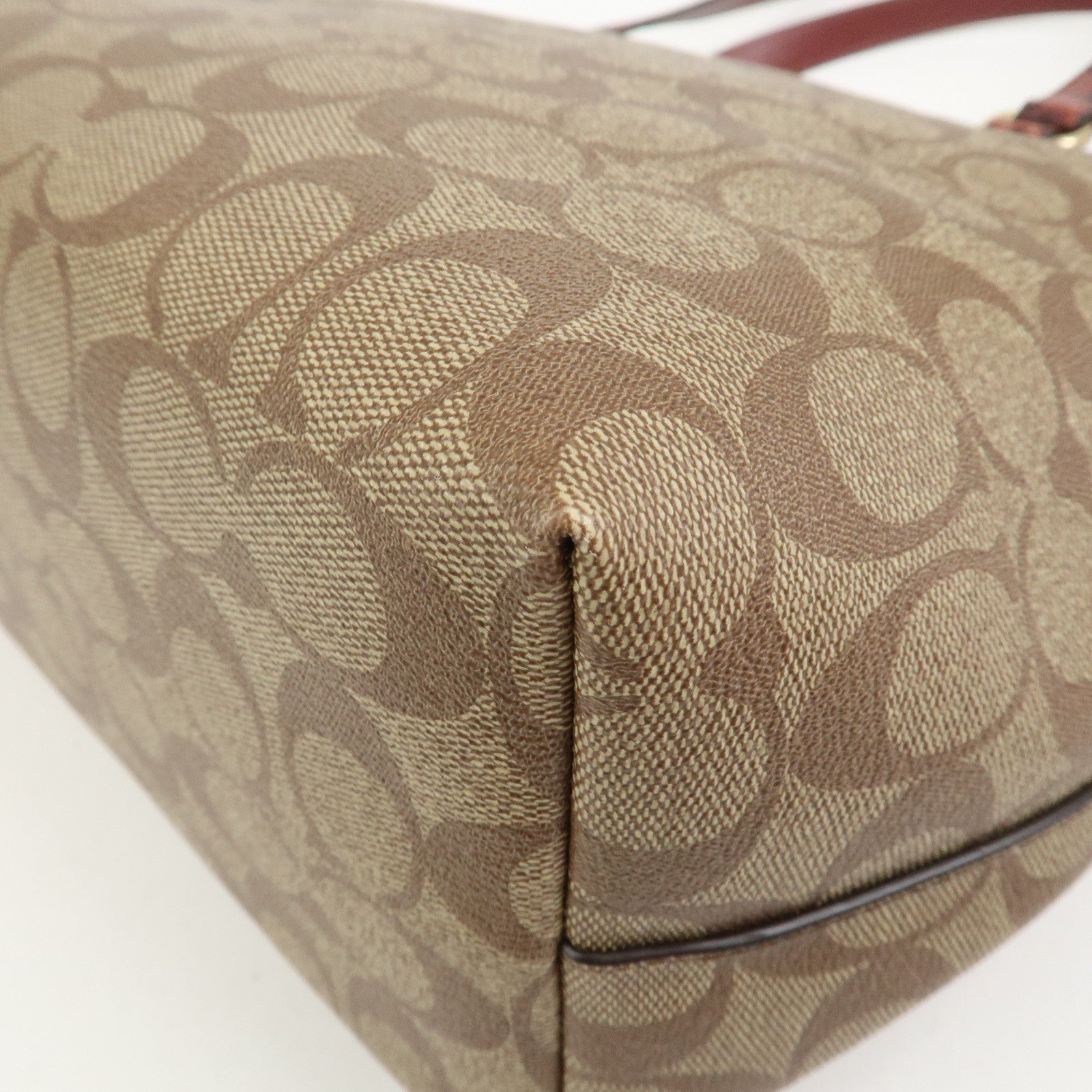 COACH Signature PVC Embossed Leather Tote Bag Shoulder Bag Brown